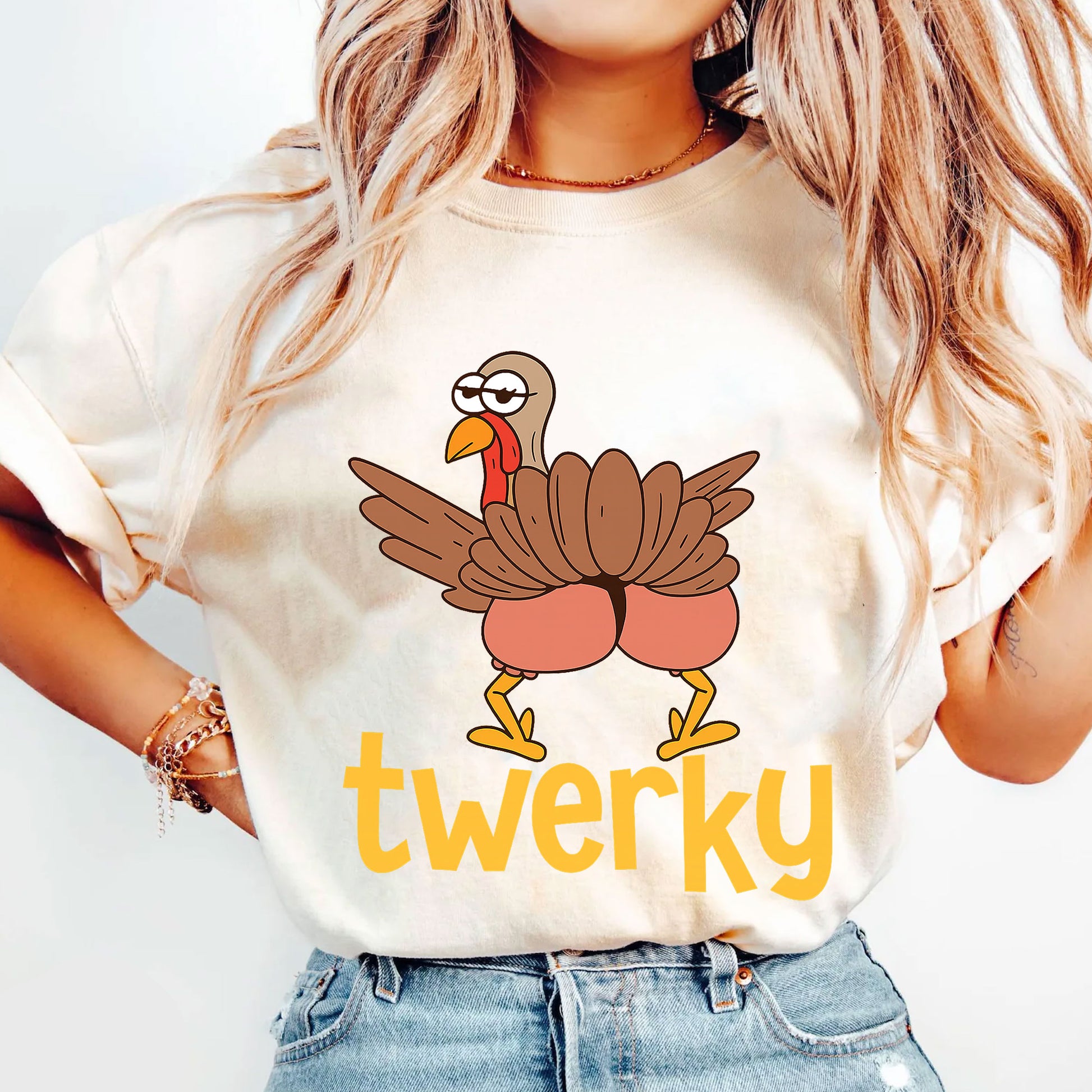 “Funny Thanksgiving Turkey Twerk Shirt - Cute and Comfy Holiday T-Shirt for Family Gatherings and Festive Celebrations”
 - 5