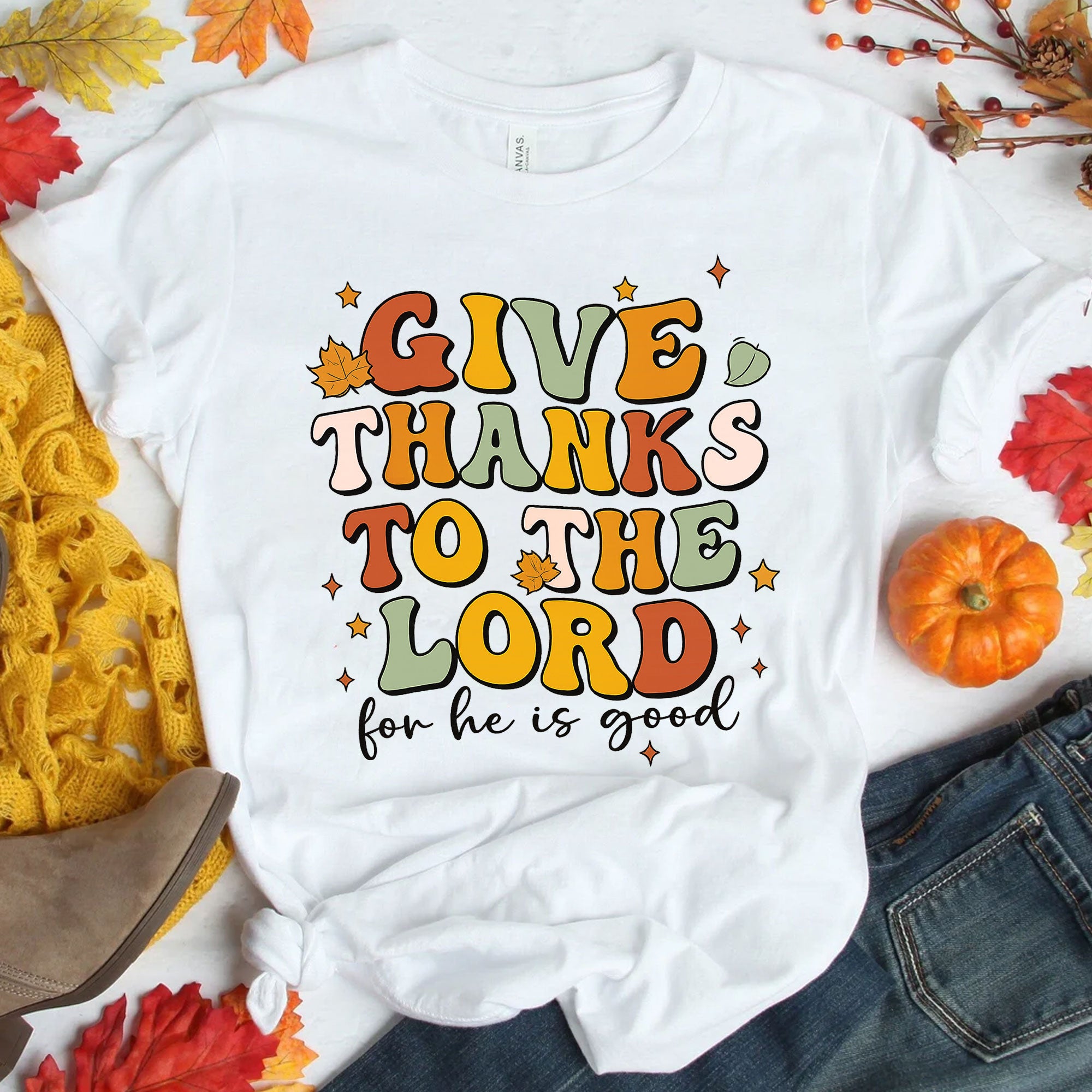 Give Thanks to the Lord for He Is Good Thanksgiving Shirt - Festive Fall Tee for Family Gatherings and Celebrations
 - 1