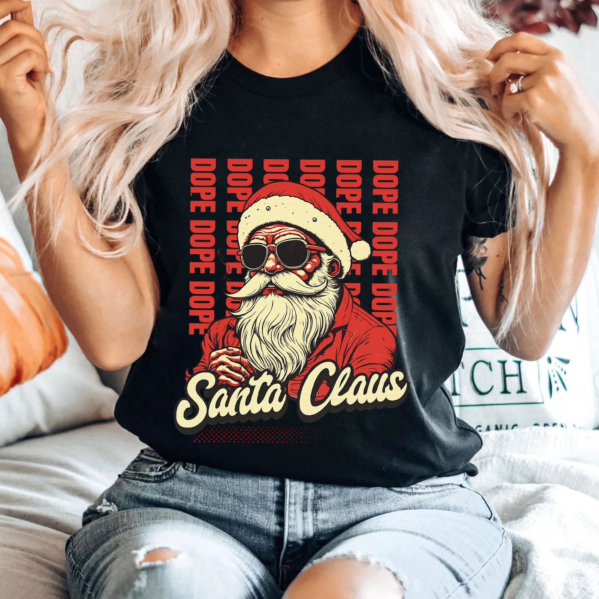 Hip Santa Claus Graphic Tee for Christmas | Cool Vintage Style Shirt with Dope Santa Claus Design | Fun Holiday Gift for Trendsetters
 - 4