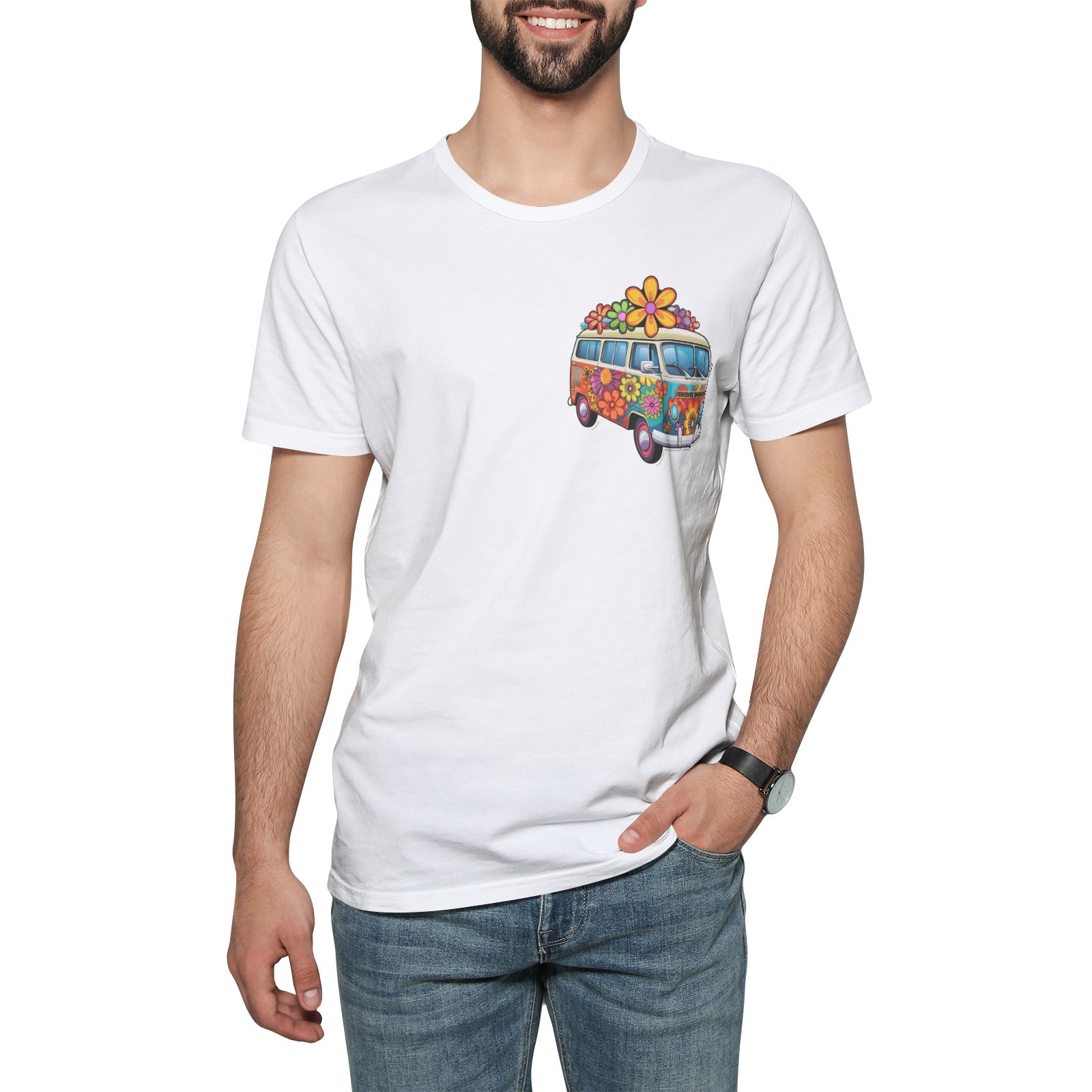 Hippie Floral Van Cotton T-Shirts