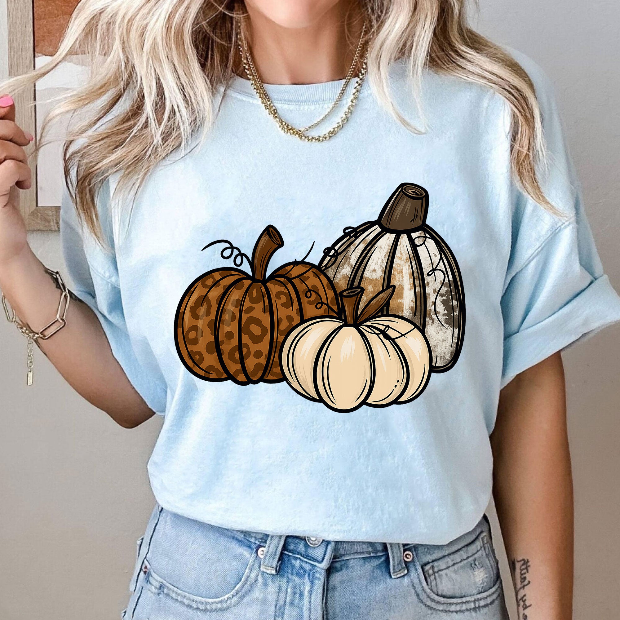 Leopard Print Pumpkin Thanksgiving Shirt - Cute Fall Harvest Tee with Rustic Autumn Design for Women - Perfect Holiday Outfit
 - 10