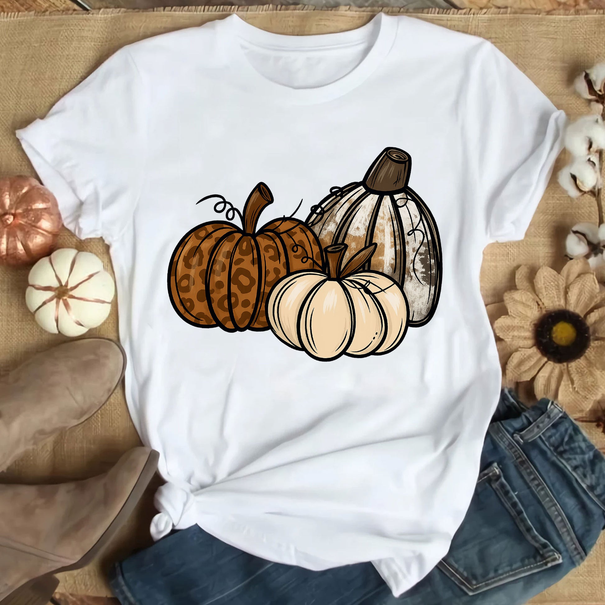 Leopard Print Pumpkin Thanksgiving Shirt - Cute Fall Harvest Tee with Rustic Autumn Design for Women - Perfect Holiday Outfit
 - 9
