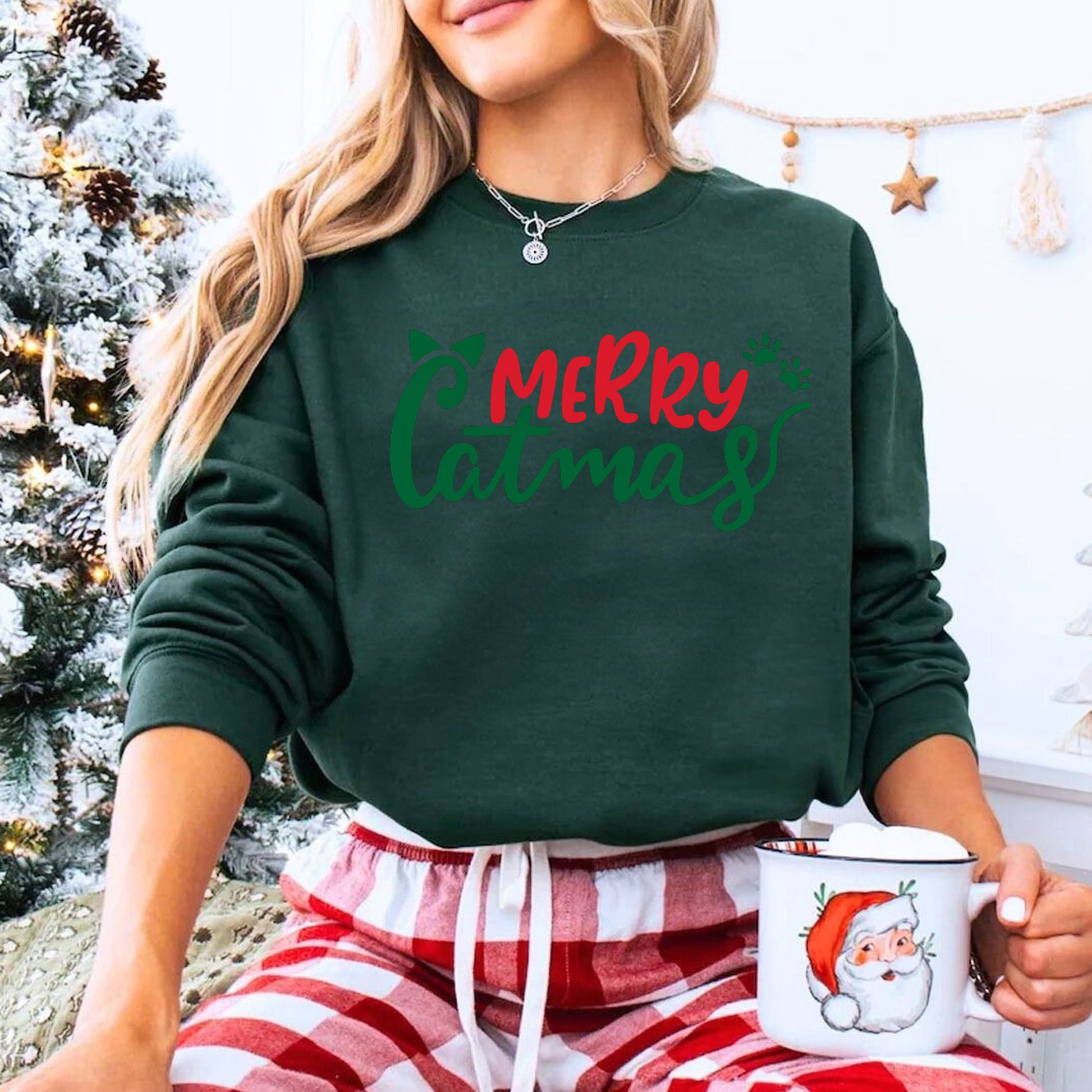 Merry Catmas T-Shirt - Festive Holiday Cat Lovers Graphic Tee | Cute Christmas Cat Shirt Gift Idea | Casual Unisex Apparel
 - 8