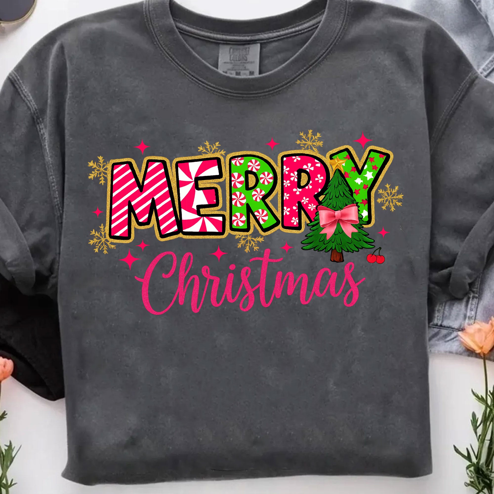 Merry Christmas Graphic T-Shirt for Women - Festive Holiday Design Tee with Colorful Print, Perfect Christmas Gift Idea
 - 7