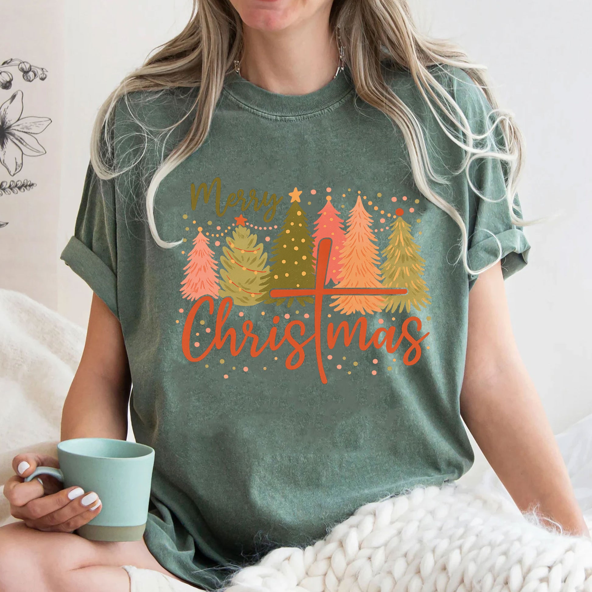 Merry Christmas Women's T-Shirt - Cute Festive Tree Design Holiday Graphic Tee - Stylish Christmas Gift Idea for Her - Casual Wear
 - 3