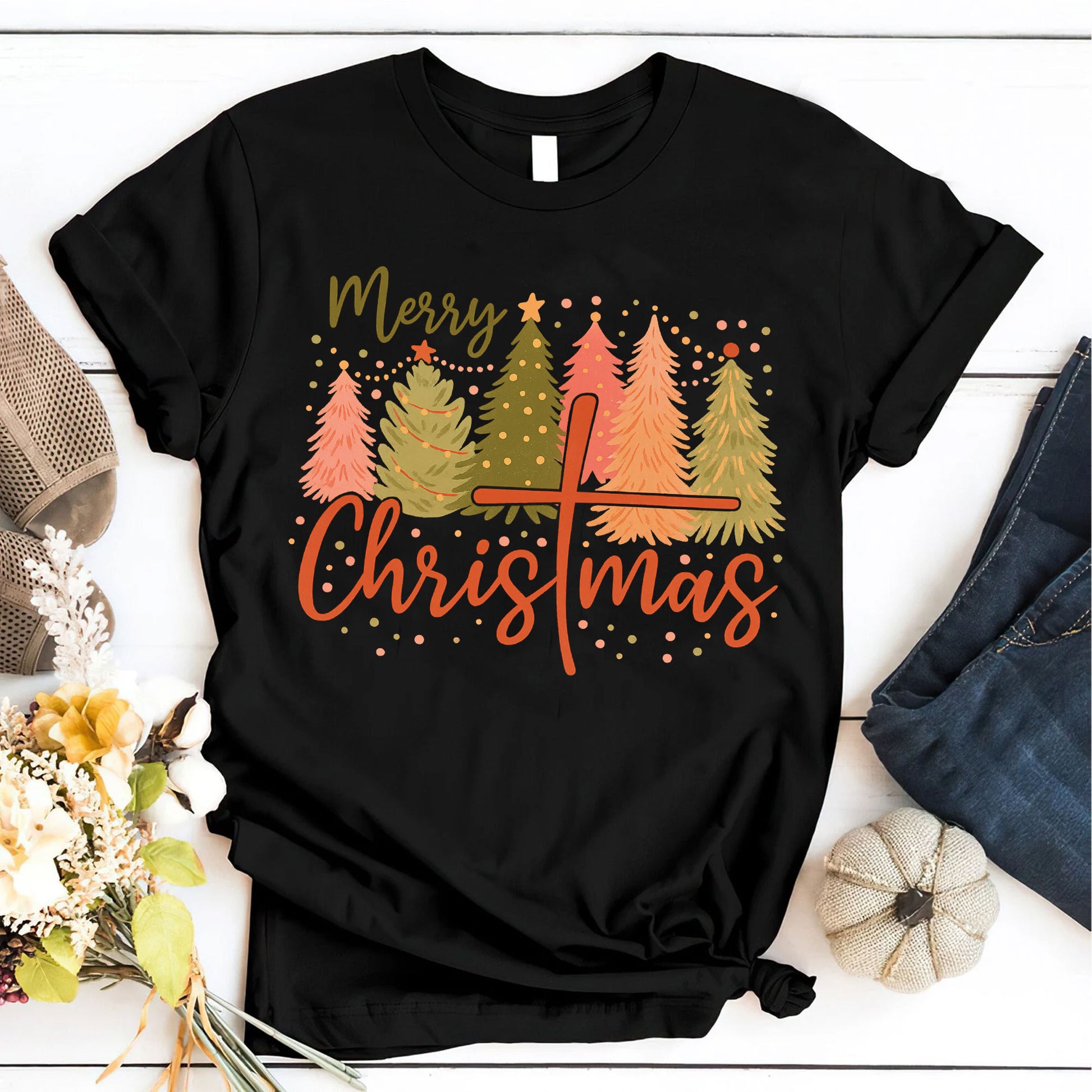 Merry Christmas Women's T-Shirt - Cute Festive Tree Design Holiday Graphic Tee - Stylish Christmas Gift Idea for Her - Casual Wear
 - 6