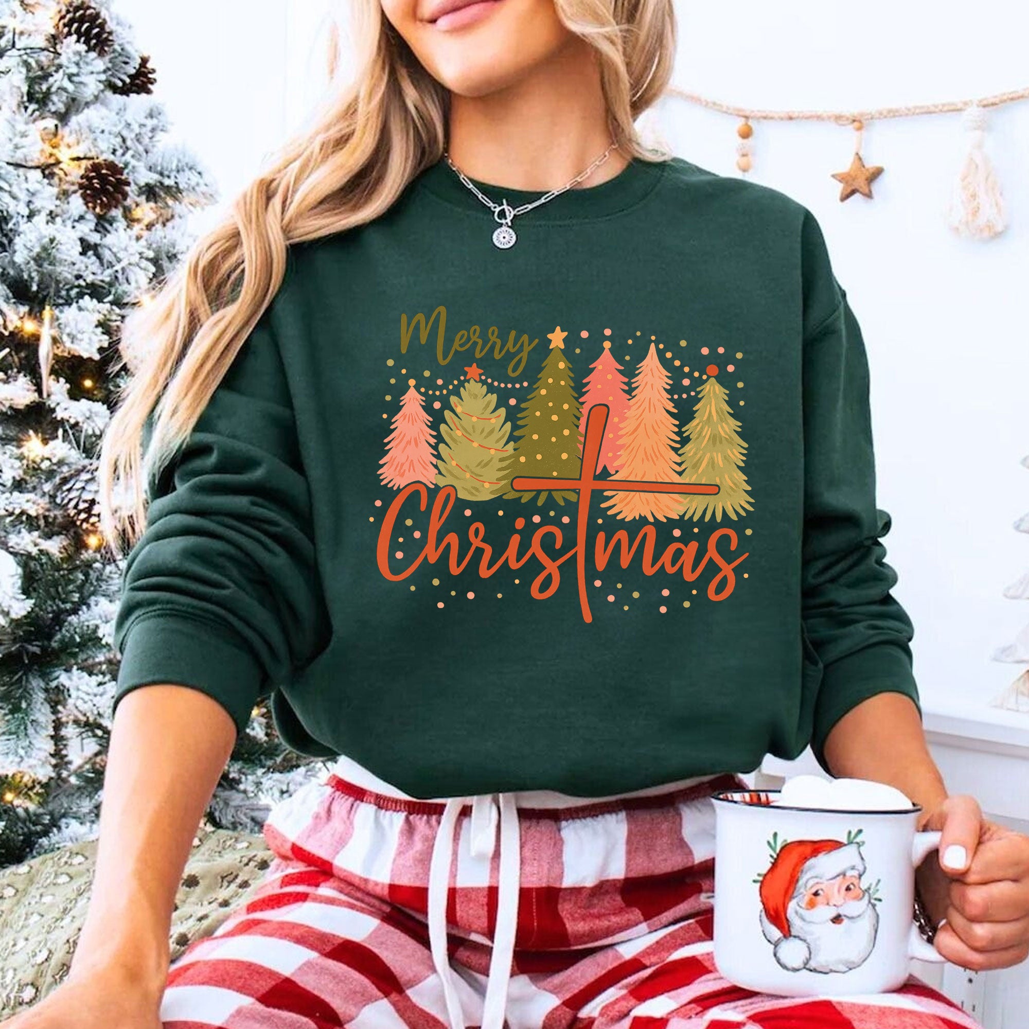 Merry Christmas Women's T-Shirt - Cute Festive Tree Design Holiday Graphic Tee - Stylish Christmas Gift Idea for Her - Casual Wear
 - 8