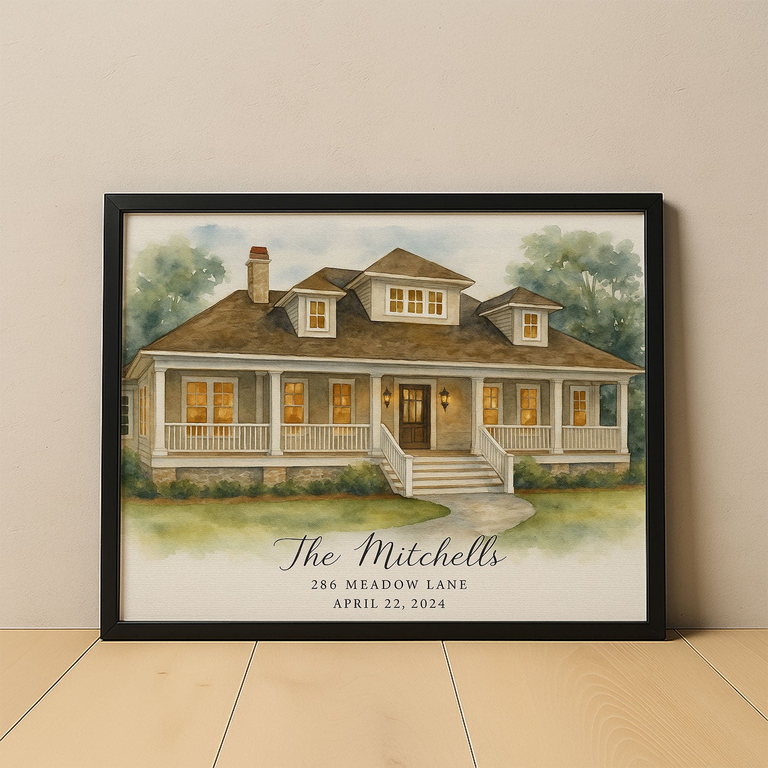 Personalized Watercolor Family Home Portrait - Beautiful Custom Art for The Williams at 52 Forest Lane, Lakewood, CO
 - 1