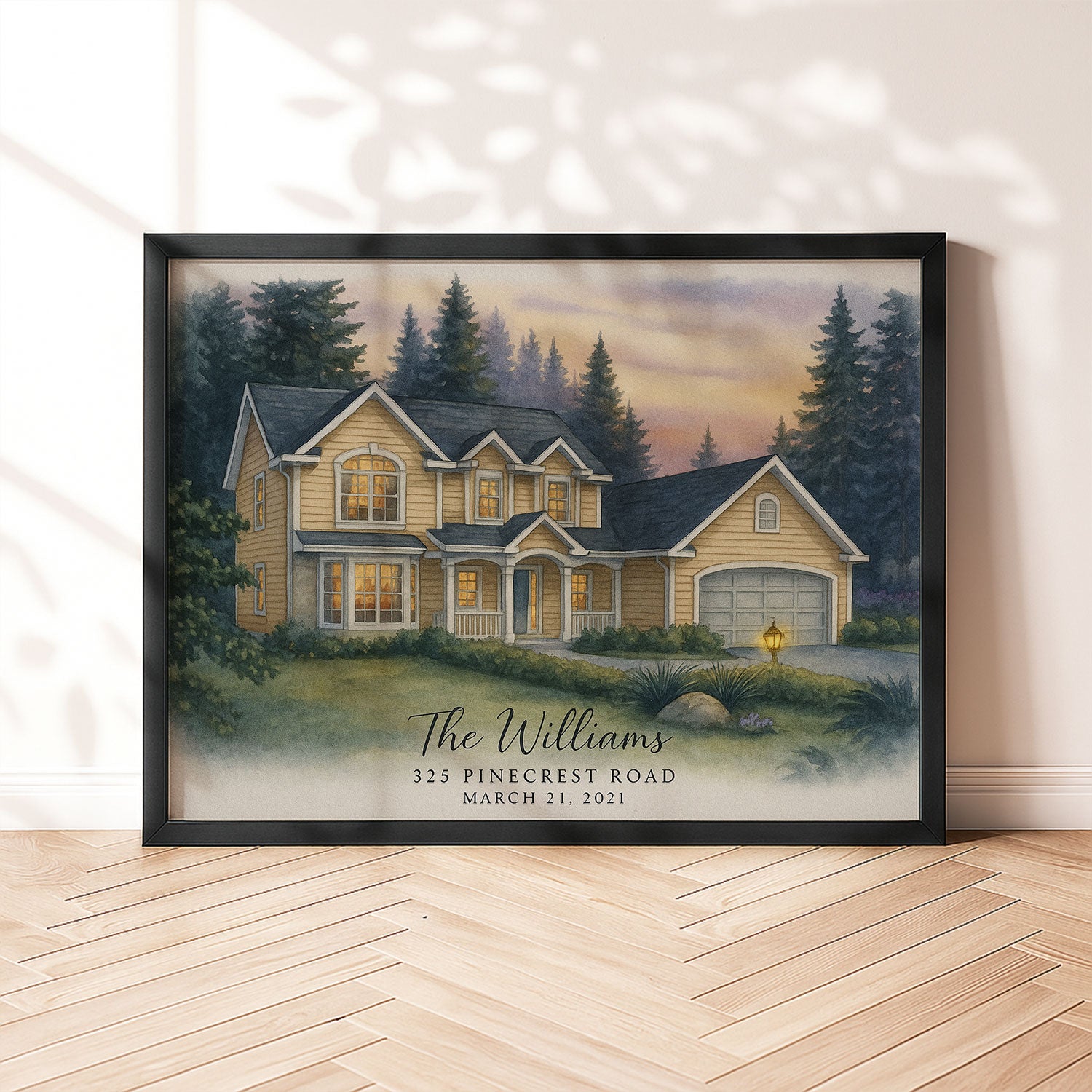 Personalized Watercolor Family Home Portrait - Custom Housewarming Gift for New Homeowners
 - 1