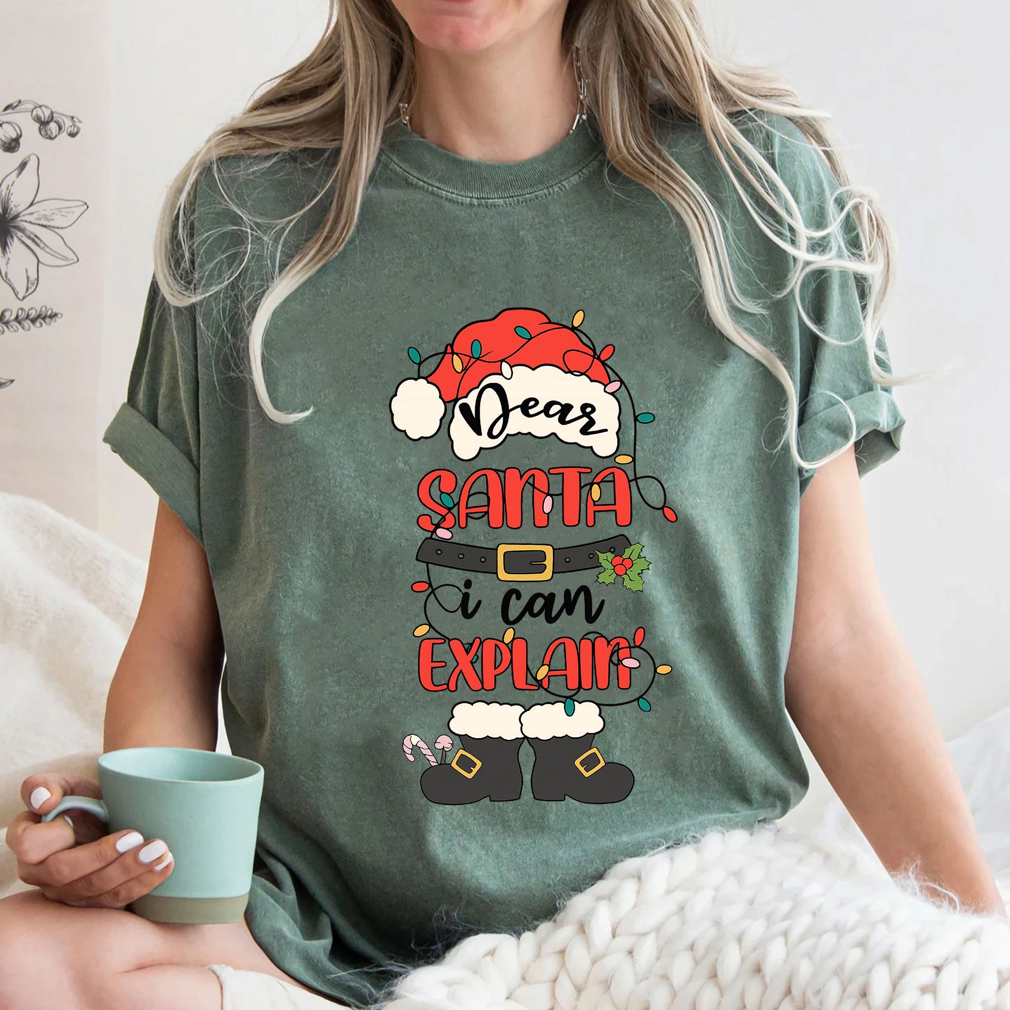 Quirky Dear Santa, I Can Explain Christmas Graphic Tee – Fun Holiday T-Shirt for Women – Perfect Festive Apparel Gift Idea
 - 3