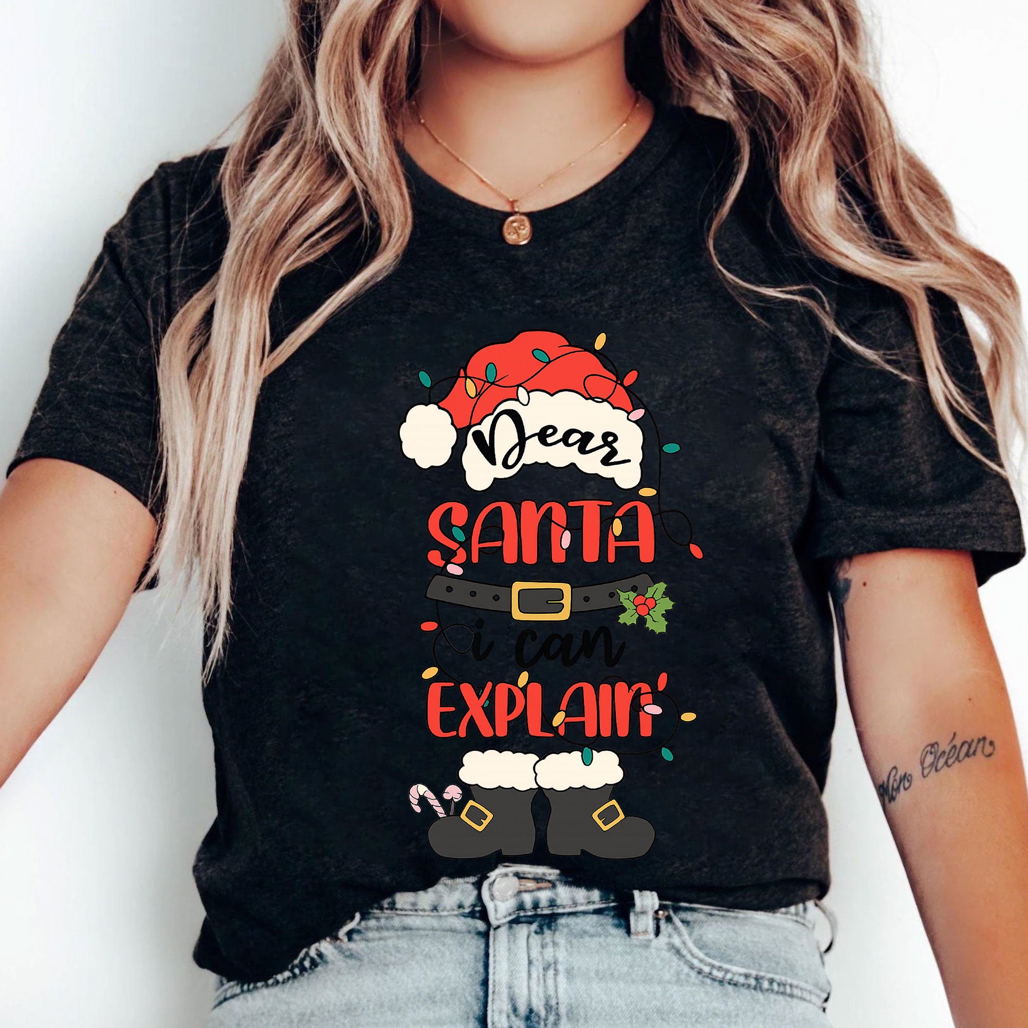 Quirky Dear Santa, I Can Explain Christmas Graphic Tee – Fun Holiday T-Shirt for Women – Perfect Festive Apparel Gift Idea
 - 5