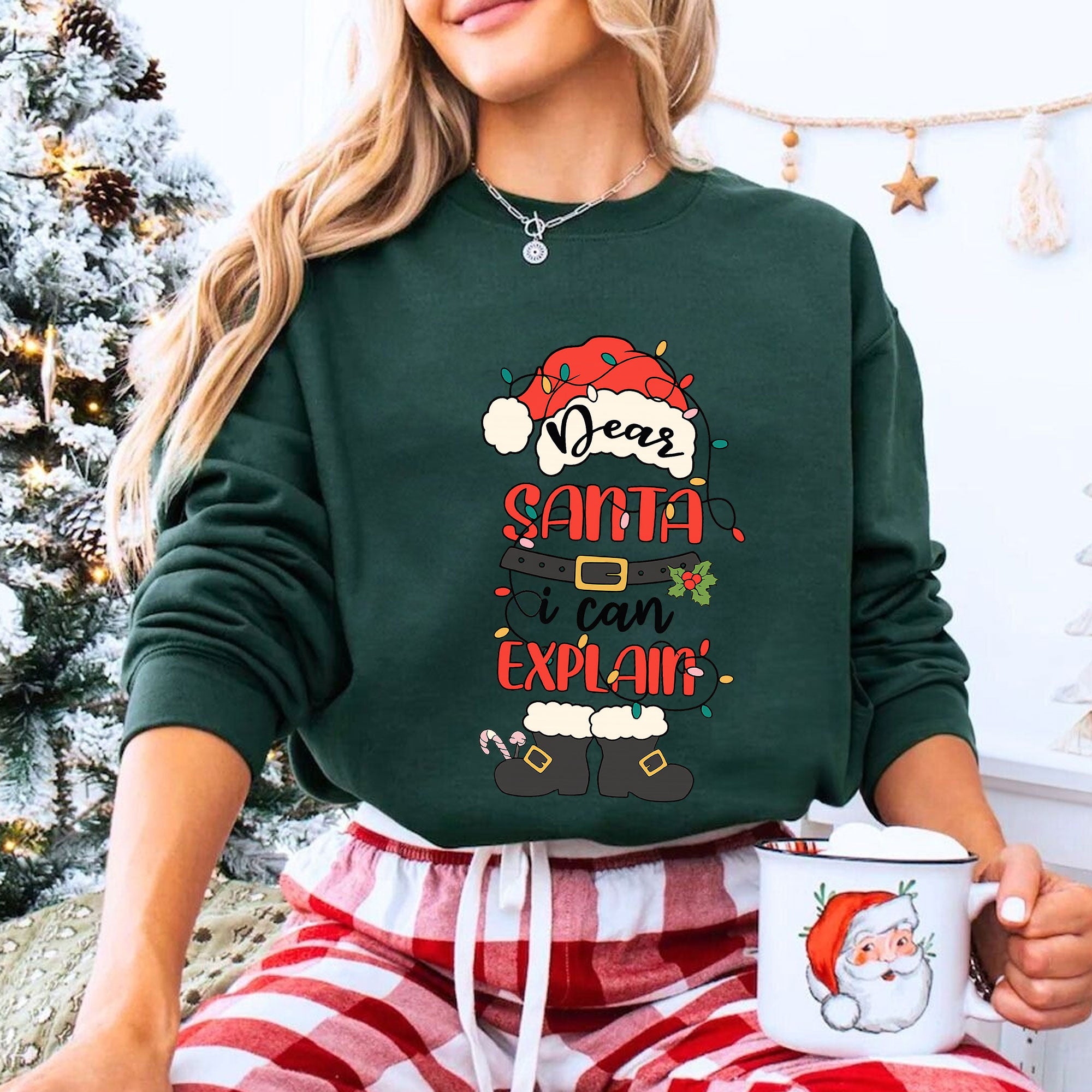 Quirky Dear Santa, I Can Explain Christmas Graphic Tee – Fun Holiday T-Shirt for Women – Perfect Festive Apparel Gift Idea
 - 8