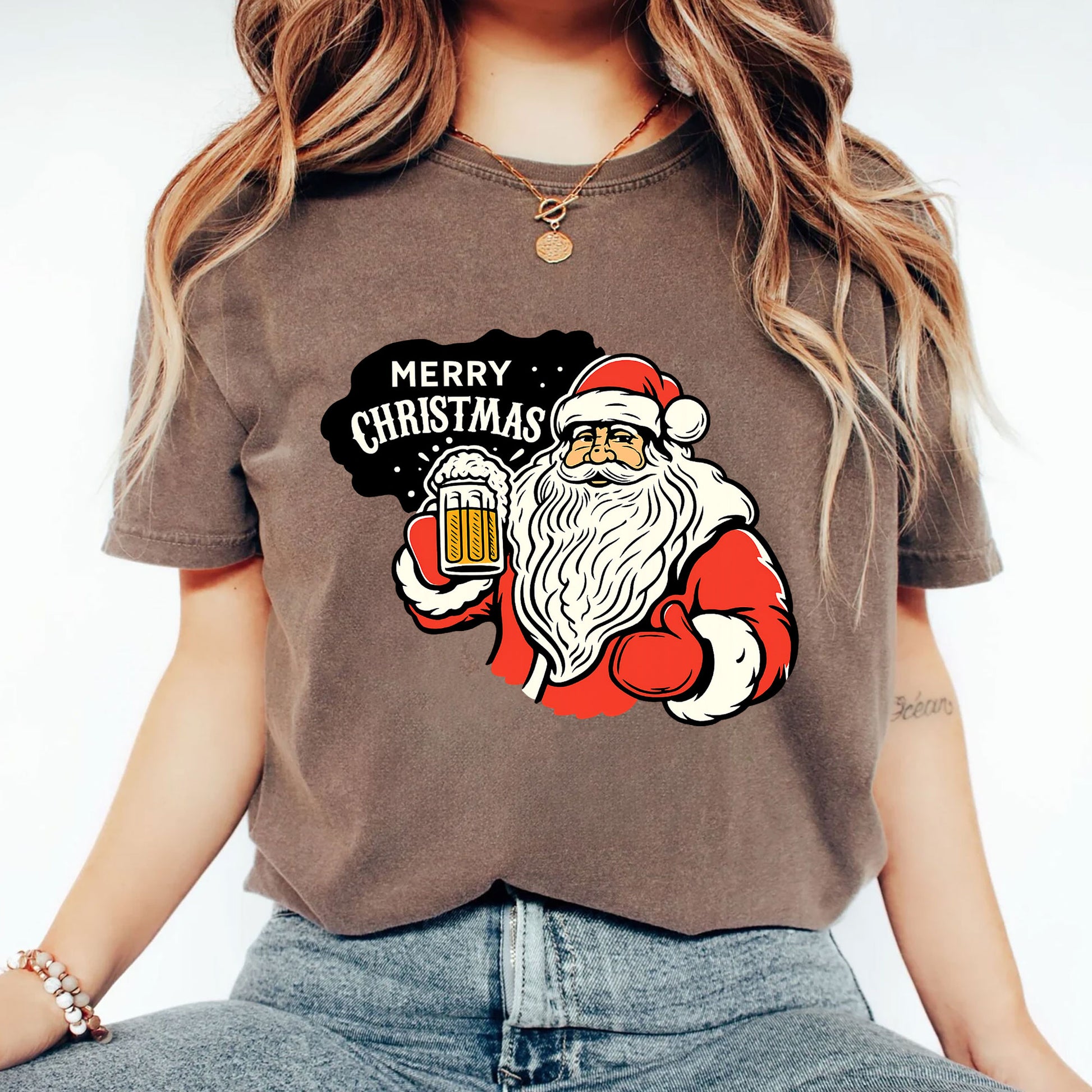 Santa Beer Festive T-Shirt - Merry Christmas Graphic Tee for Holiday Cheer - Perfect Gift for Santa Lovers and Winter Celebrations
 - 2