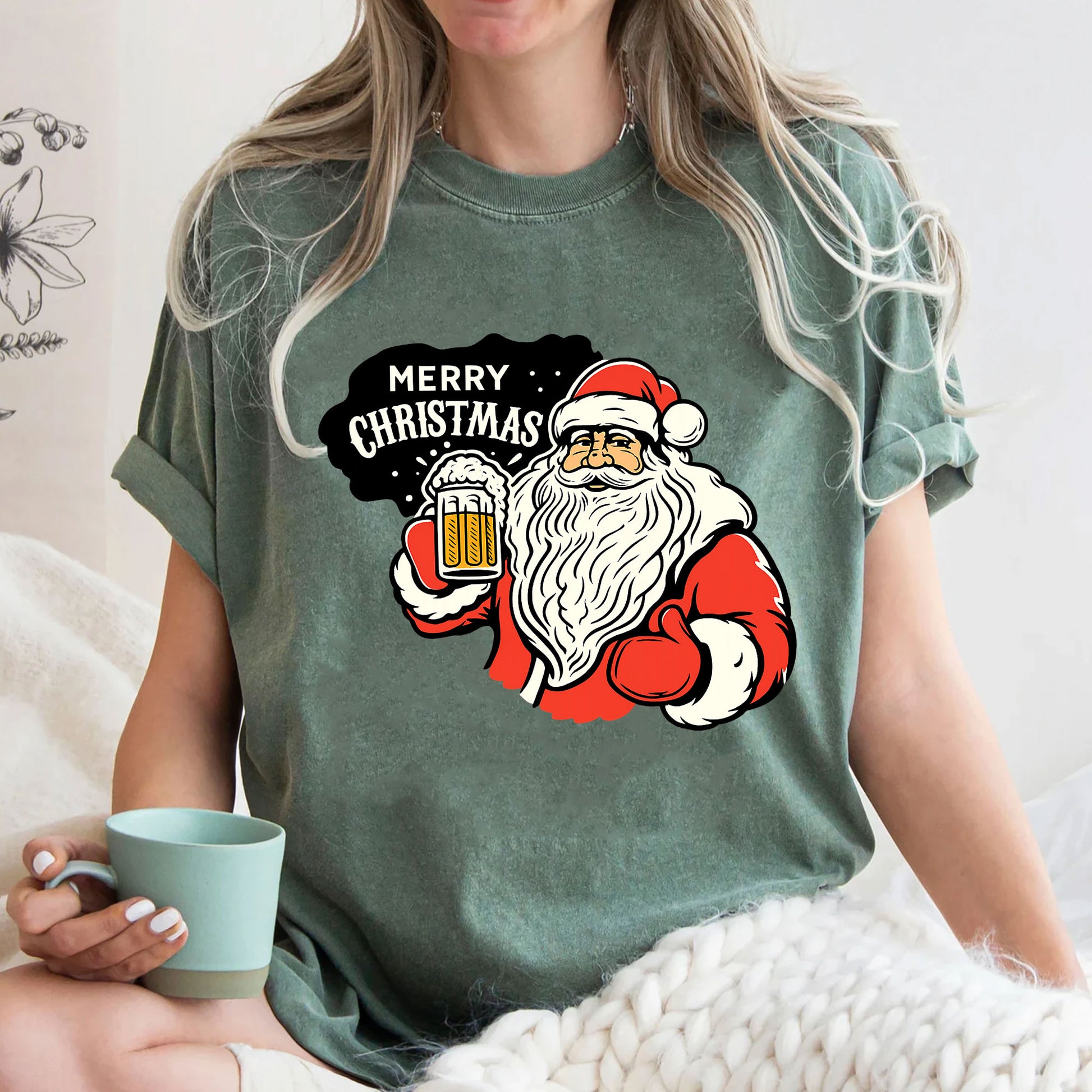 Santa Beer Festive T-Shirt - Merry Christmas Graphic Tee for Holiday Cheer - Perfect Gift for Santa Lovers and Winter Celebrations
 - 3