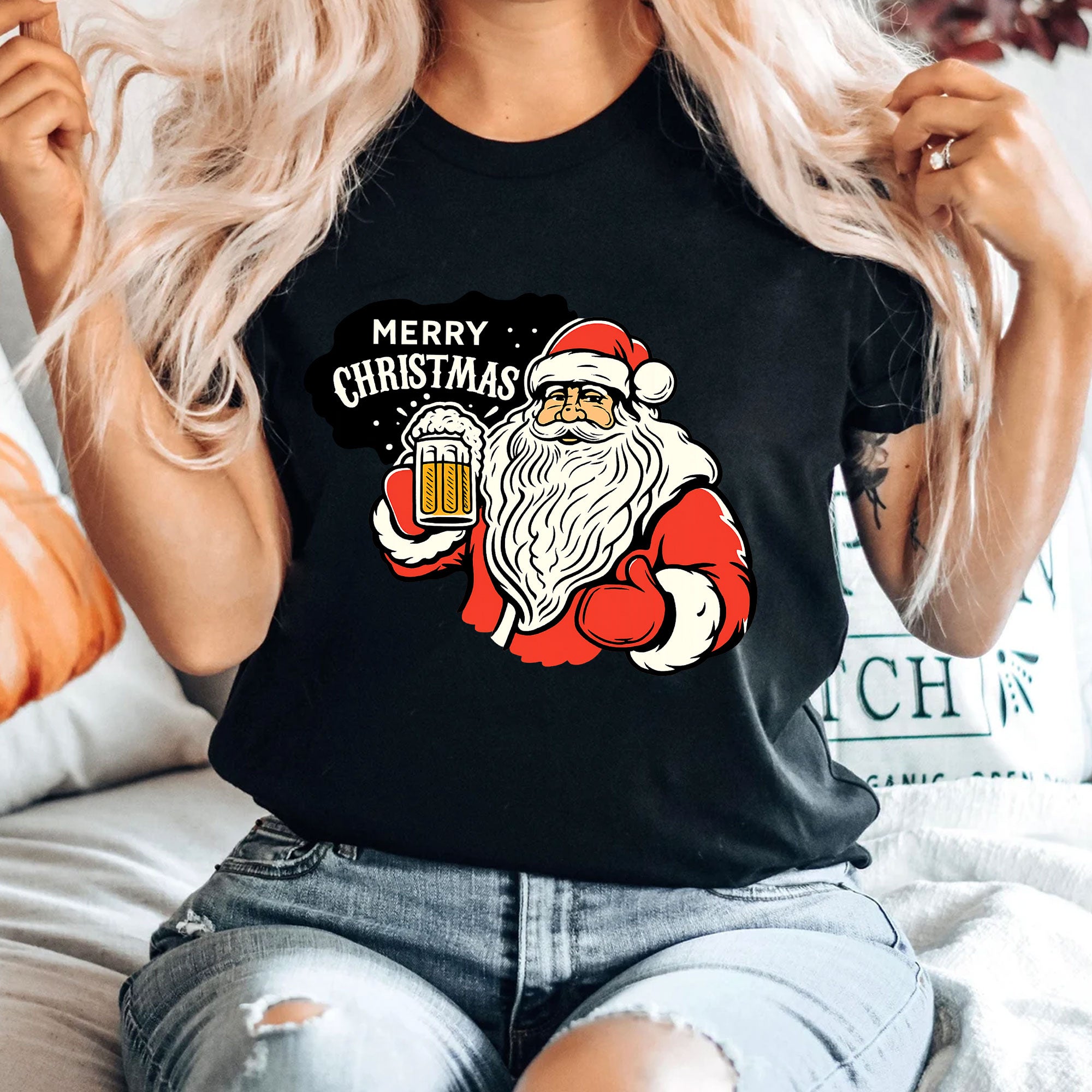 Santa Beer Festive T-Shirt - Merry Christmas Graphic Tee for Holiday Cheer - Perfect Gift for Santa Lovers and Winter Celebrations
 - 4