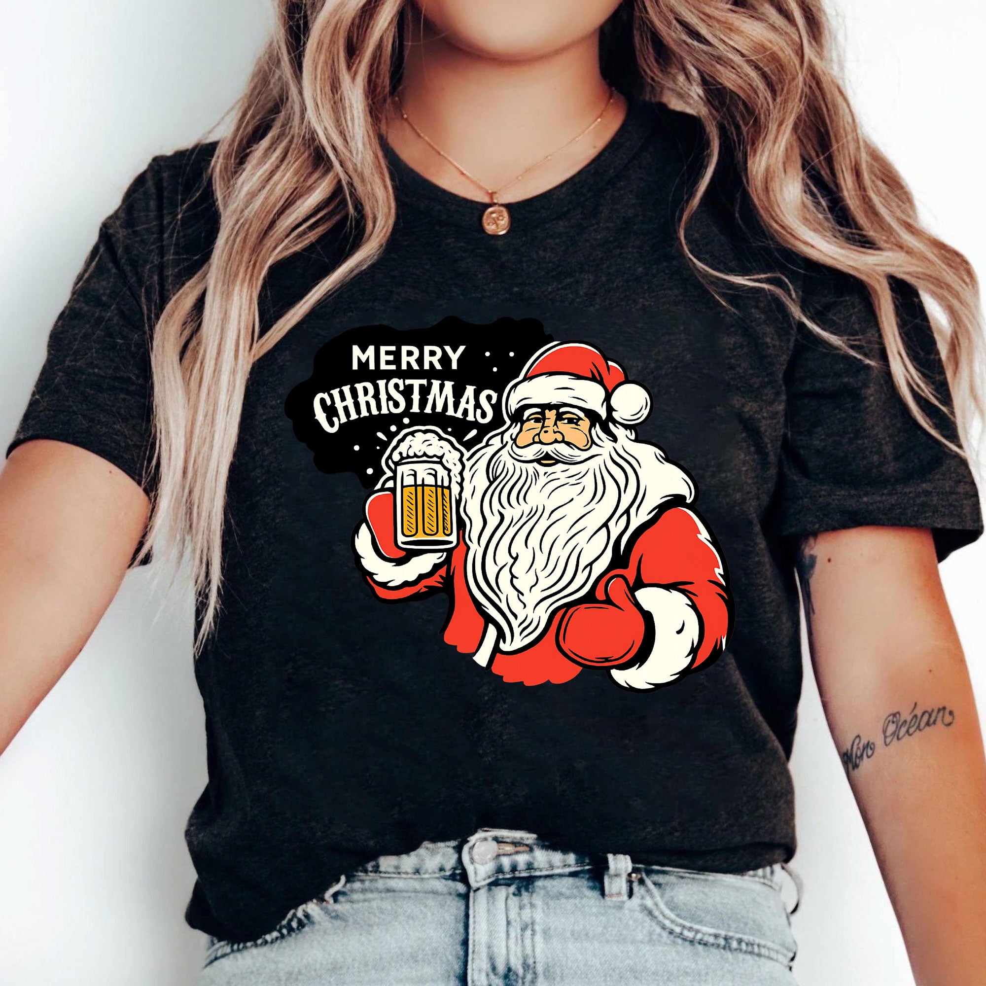Santa Beer Festive T-Shirt - Merry Christmas Graphic Tee for Holiday Cheer - Perfect Gift for Santa Lovers and Winter Celebrations
 - 5