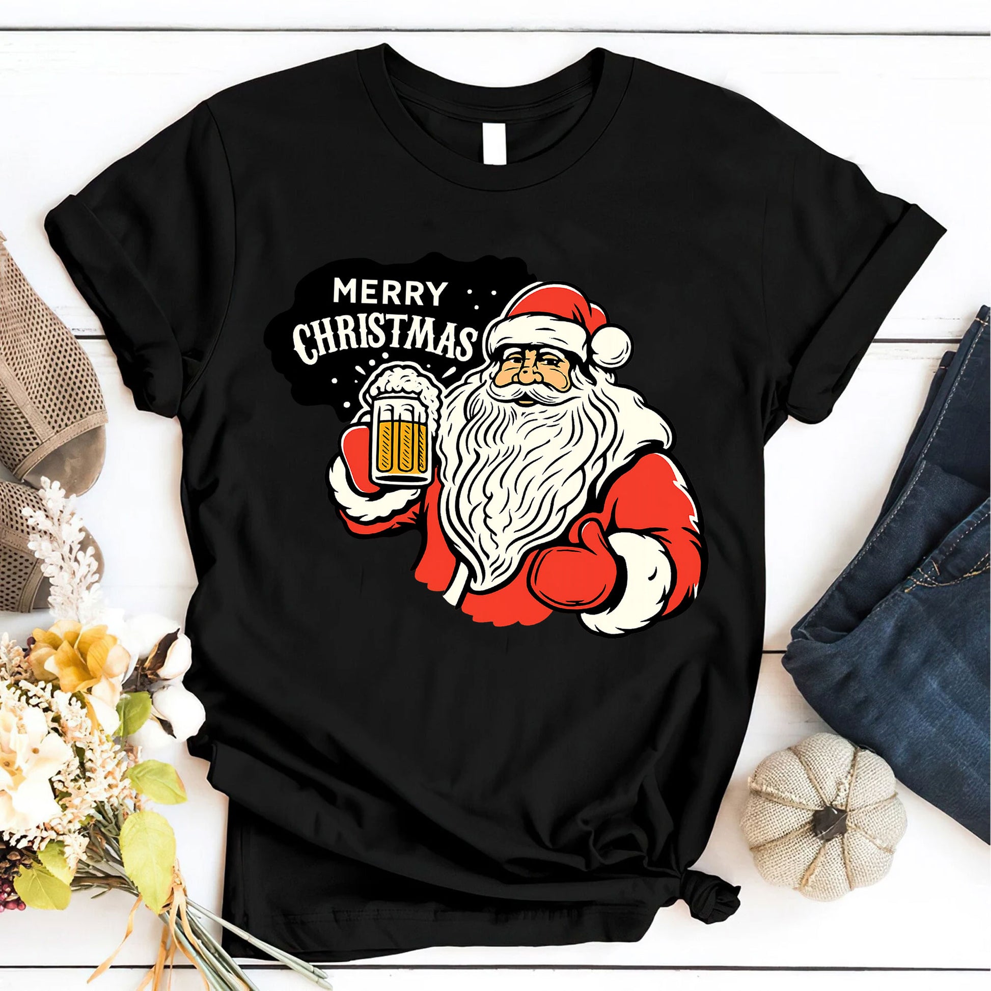 Santa Beer Festive T-Shirt - Merry Christmas Graphic Tee for Holiday Cheer - Perfect Gift for Santa Lovers and Winter Celebrations
 - 6