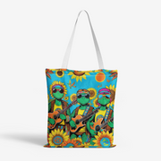 Sunflowers and peace symbols Natural Cotton Tote Bags