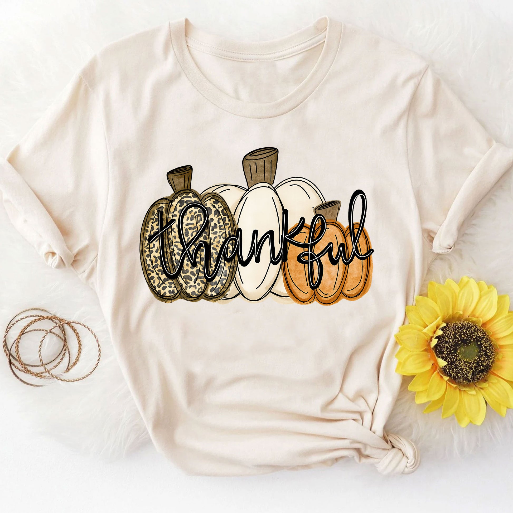 Thankful Pumpkin Graphic Tee for Women - Cute Fall Thanksgiving Shirt with Stylish Design for Holiday Celebrations and Family Gatherings
 - 8