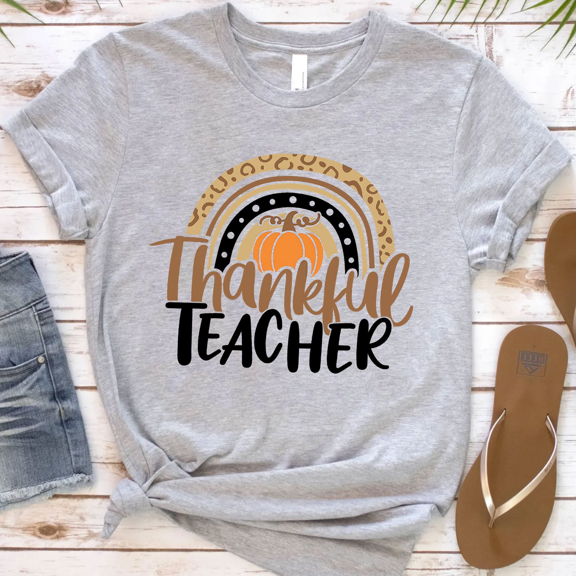 Thankful Teacher Thanksgiving Shirt - Cute Fall Graphic Tee for Educators, Perfect for Thanksgiving Celebrations and Gifts
 - 12