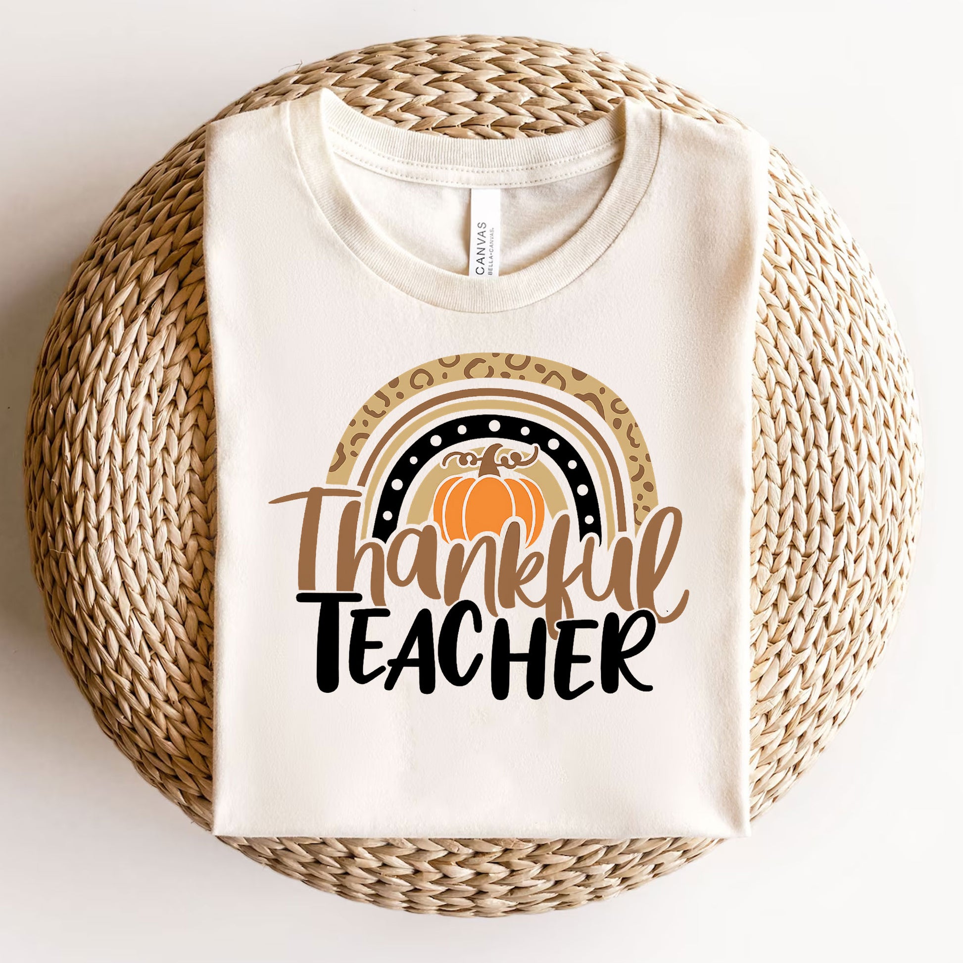 Thankful Teacher Thanksgiving Shirt - Cute Fall Graphic Tee for Educators, Perfect for Thanksgiving Celebrations and Gifts
 - 3