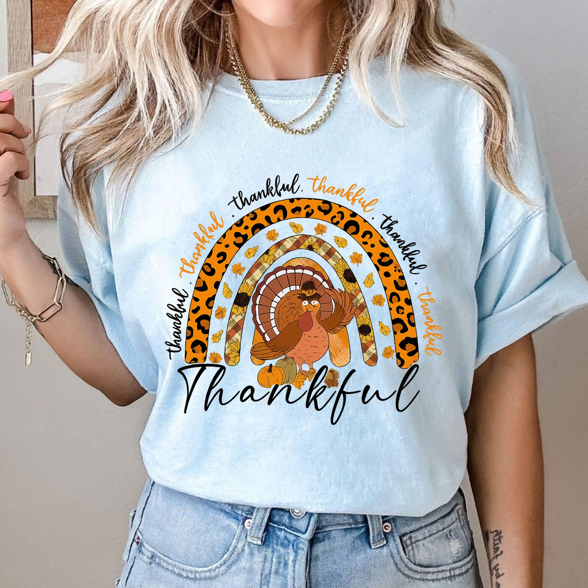 Thankful Thanksgiving Shirt for Women - Cute Turkey Design with Fall Colors, Perfect for Family Gatherings and Holiday Celebrations
 - 10
