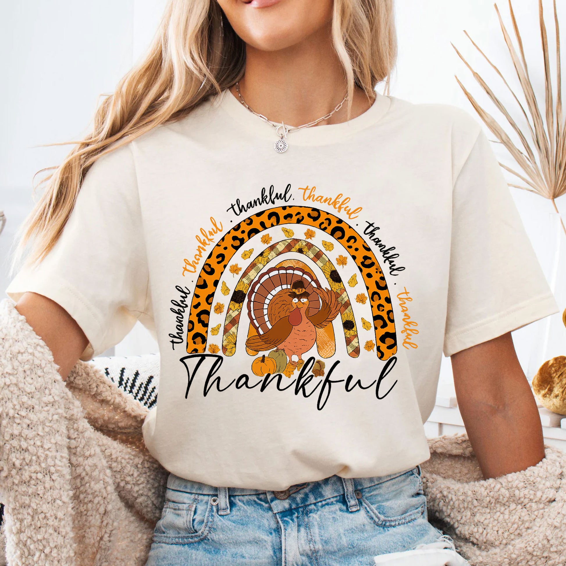 Thankful Thanksgiving Shirt for Women - Cute Turkey Design with Fall Colors, Perfect for Family Gatherings and Holiday Celebrations
 - 4