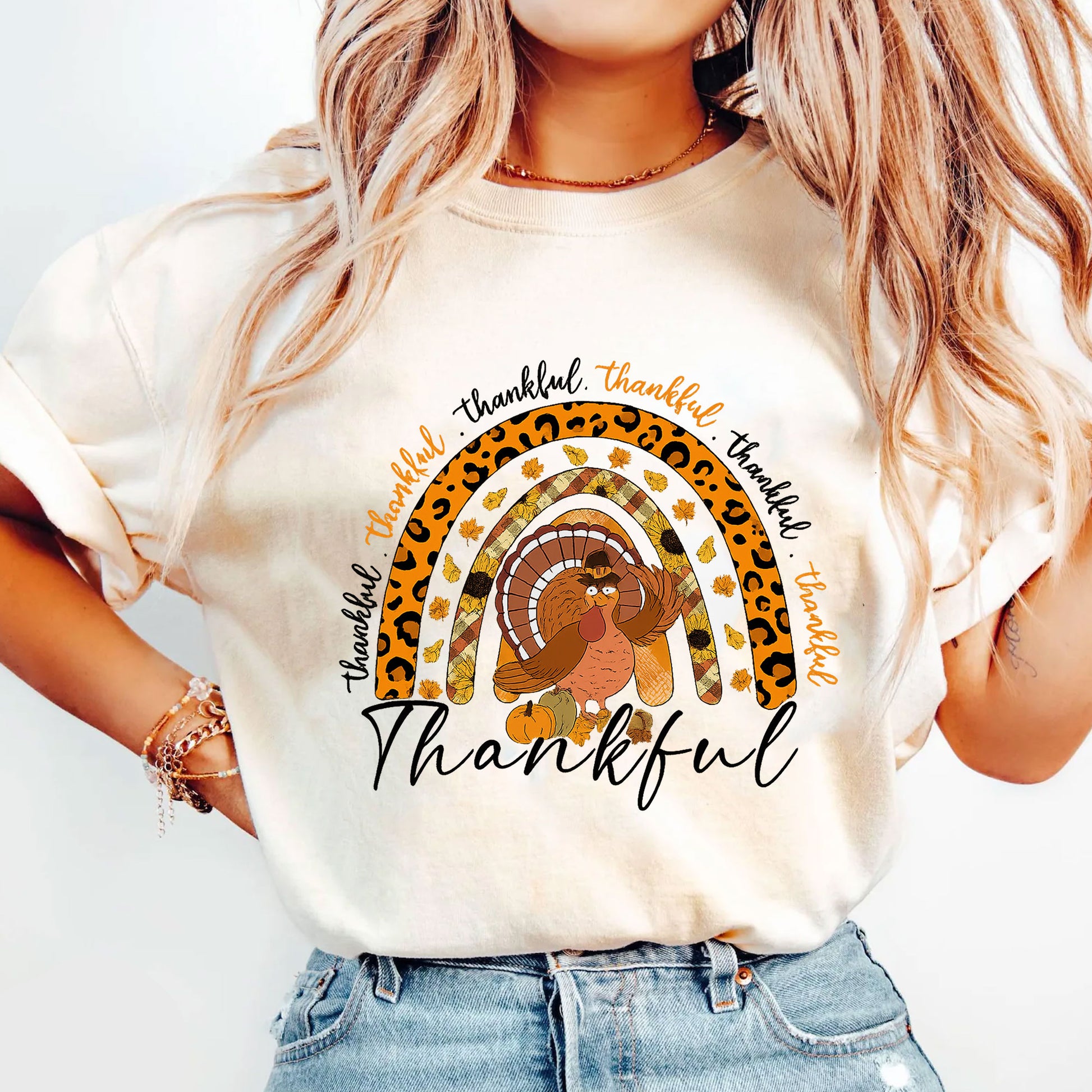 Thankful Thanksgiving Shirt for Women - Cute Turkey Design with Fall Colors, Perfect for Family Gatherings and Holiday Celebrations
 - 5