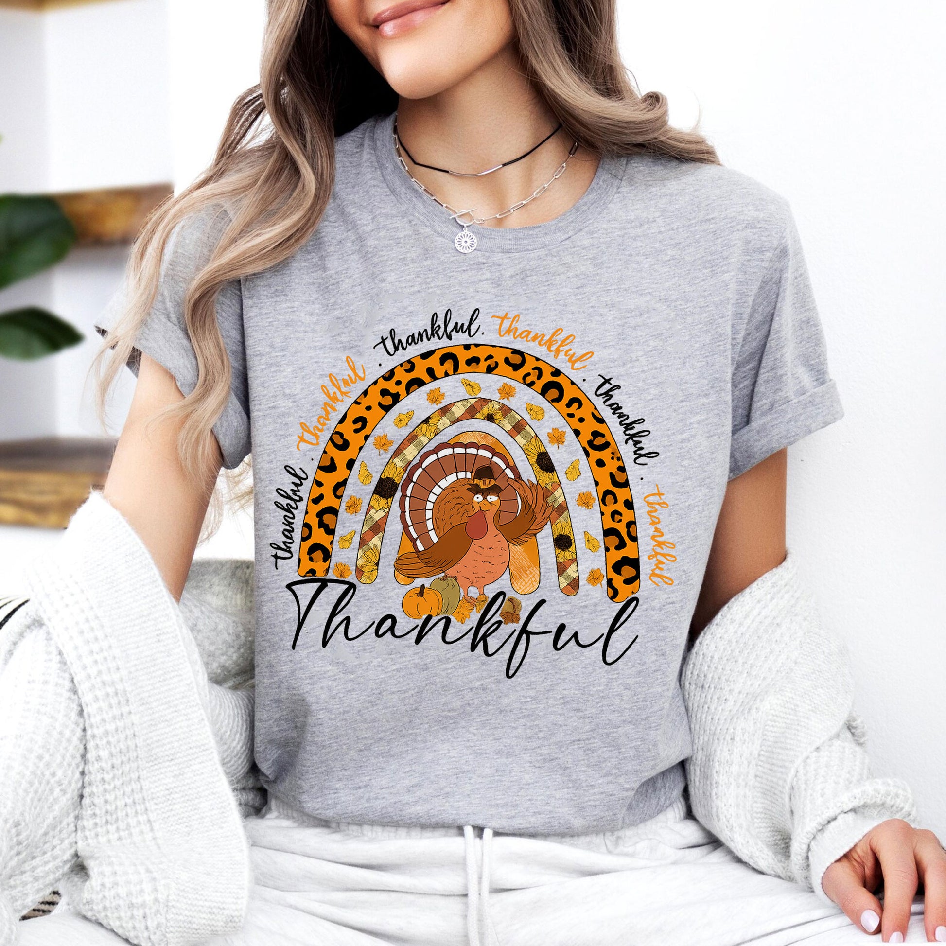 Thankful Thanksgiving Shirt for Women - Cute Turkey Design with Fall Colors, Perfect for Family Gatherings and Holiday Celebrations
 - 7
