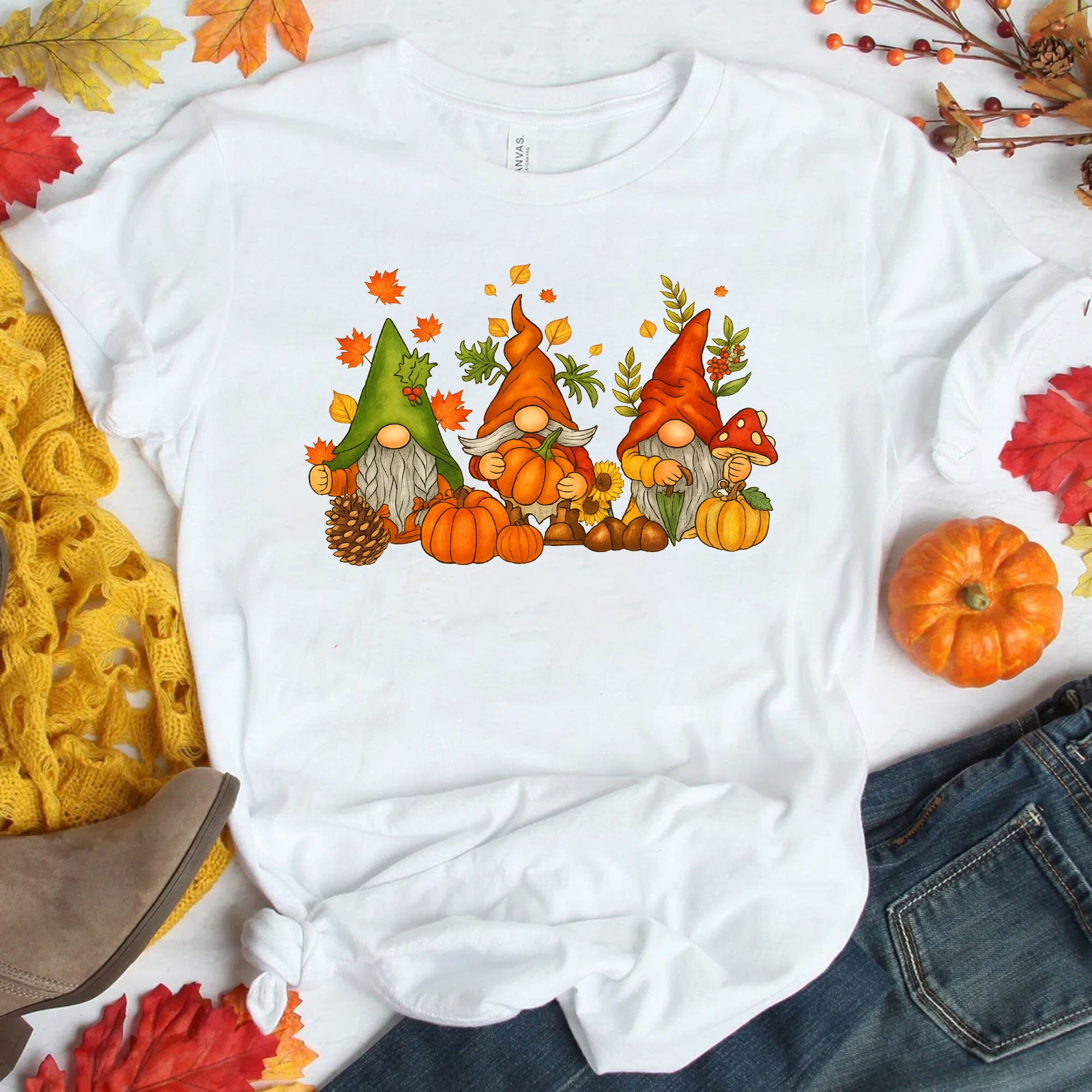 Thanksgiving Gnome Shirt - Cute Autumn Pumpkin Design, Fall-Themed Graphic Tee for Family Gatherings and Holiday Celebrations
 - 1