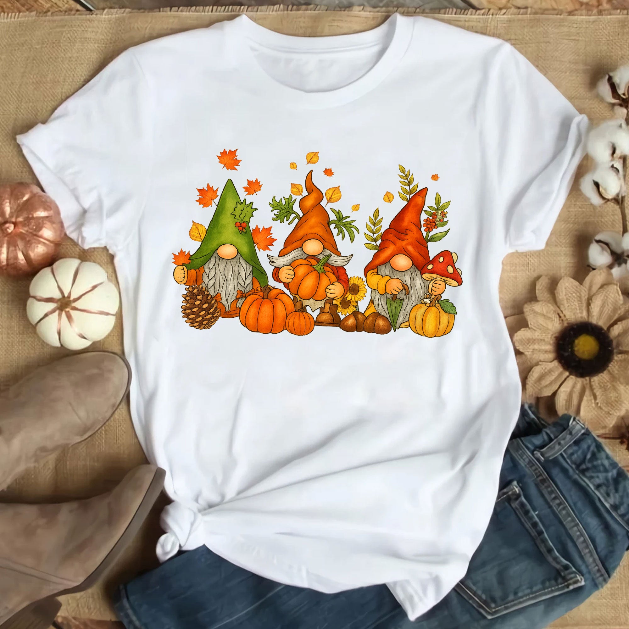 Thanksgiving Gnome Shirt - Cute Autumn Pumpkin Design, Fall-Themed Graphic Tee for Family Gatherings and Holiday Celebrations
 - 9