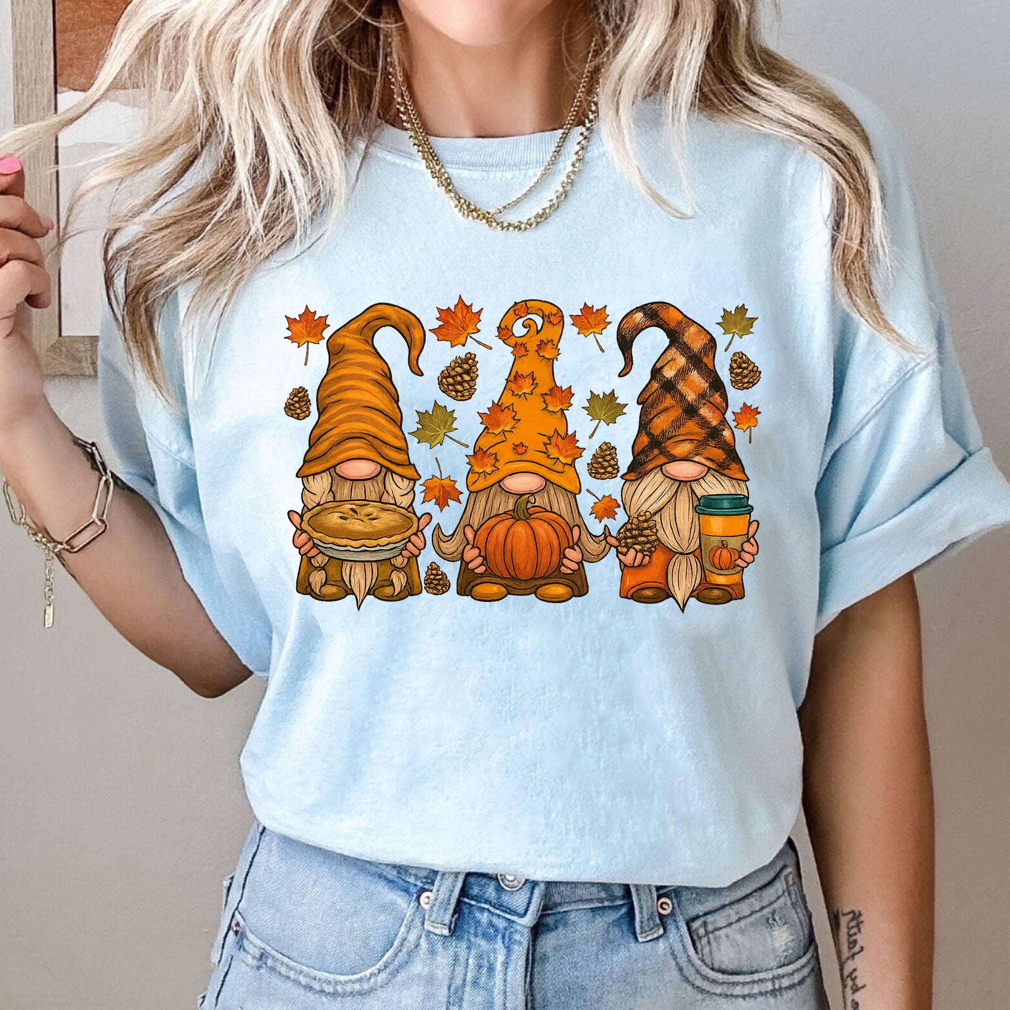 Thanksgiving Gnome Shirt, Cute Fall Tee with Pumpkin and Pie, Perfect Autumn Outfit for Family Gatherings and Holiday Celebrations
 - 10