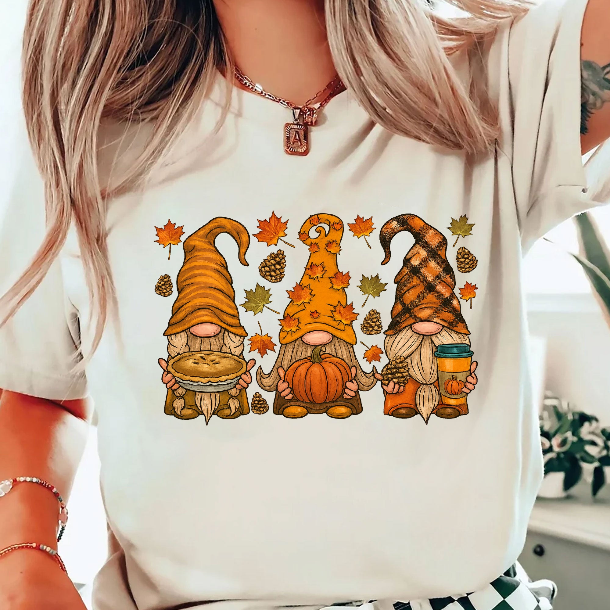 Thanksgiving Gnome Shirt, Cute Fall Tee with Pumpkin and Pie, Perfect Autumn Outfit for Family Gatherings and Holiday Celebrations
 - 2