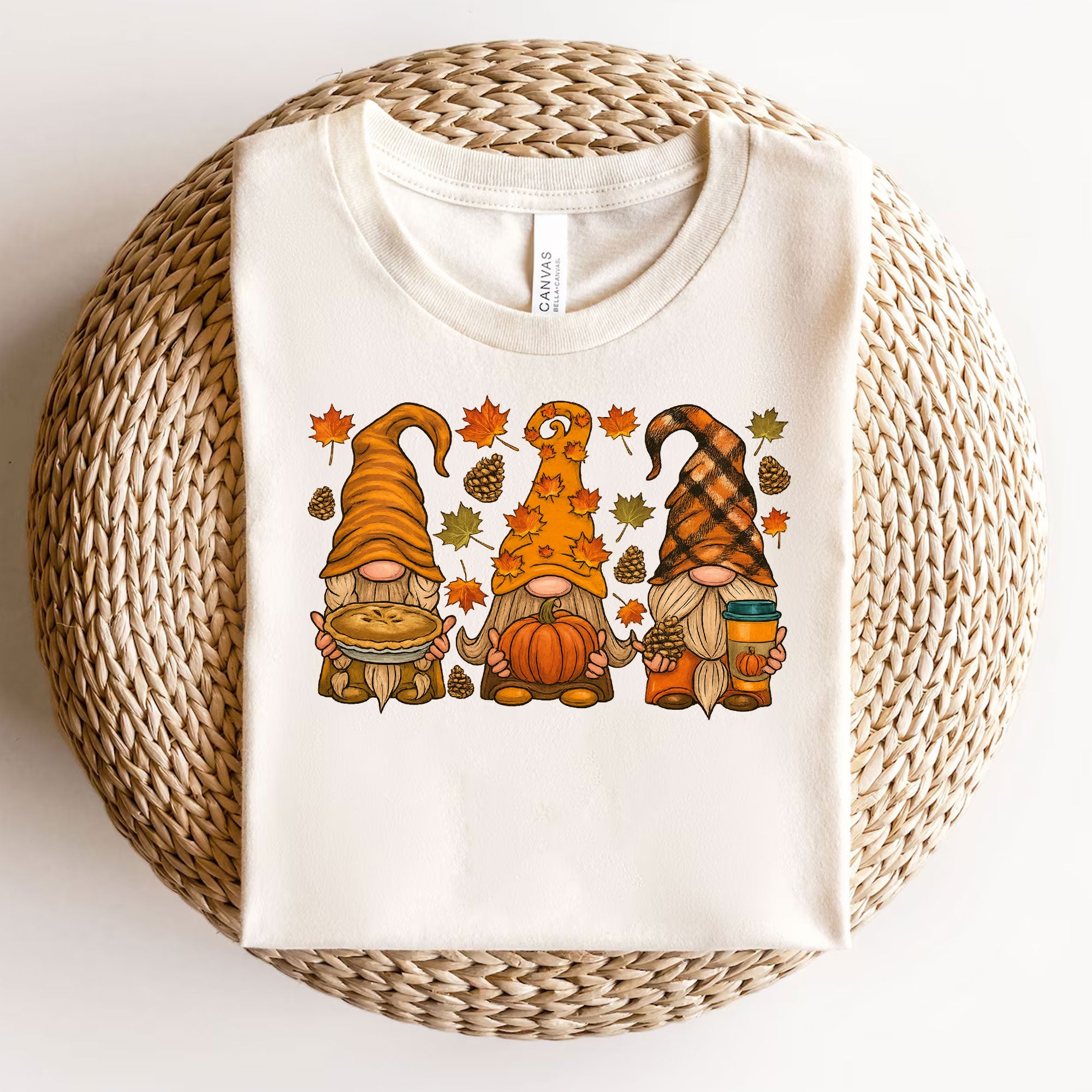 Thanksgiving Gnome Shirt, Cute Fall Tee with Pumpkin and Pie, Perfect Autumn Outfit for Family Gatherings and Holiday Celebrations
 - 3