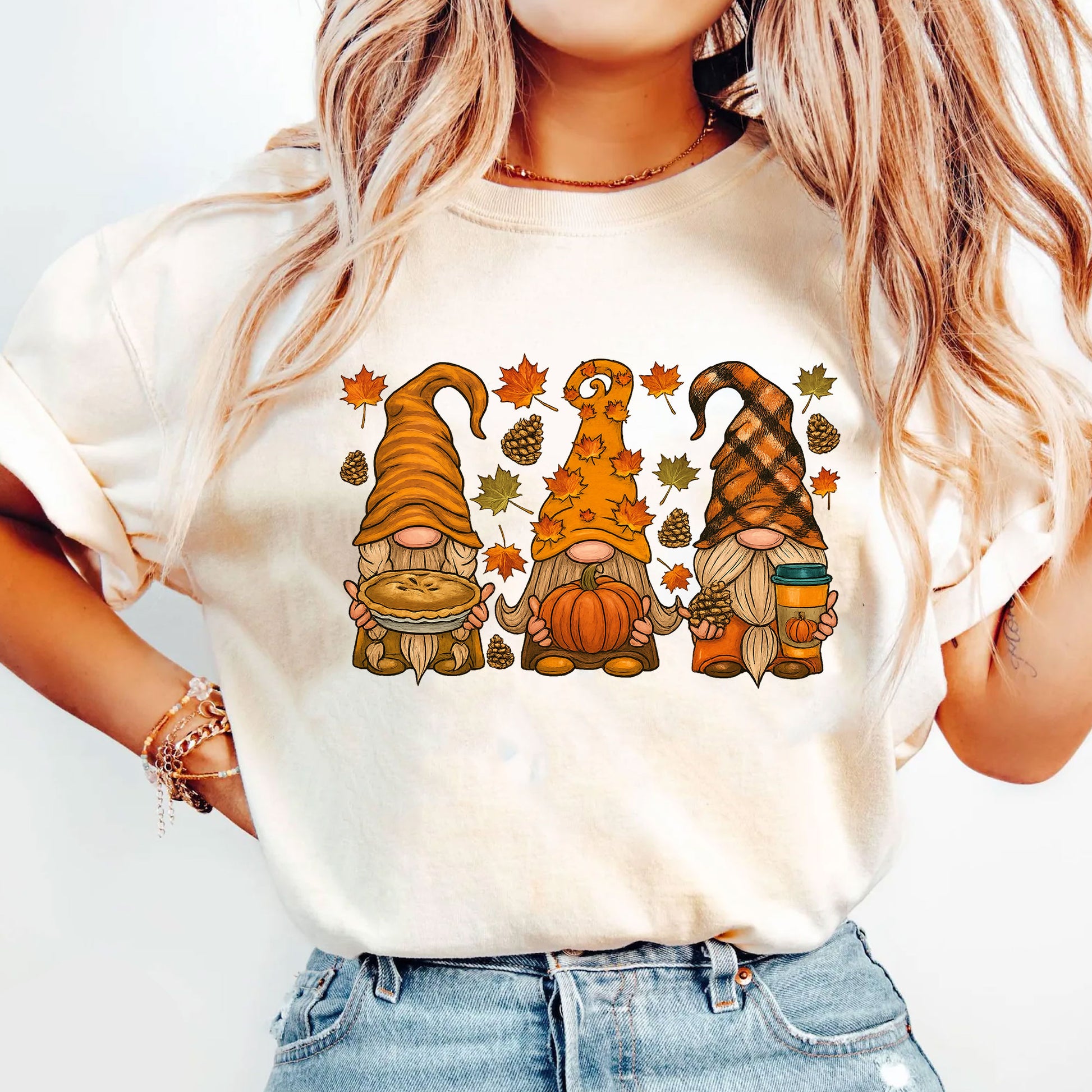 Thanksgiving Gnome Shirt, Cute Fall Tee with Pumpkin and Pie, Perfect Autumn Outfit for Family Gatherings and Holiday Celebrations
 - 5