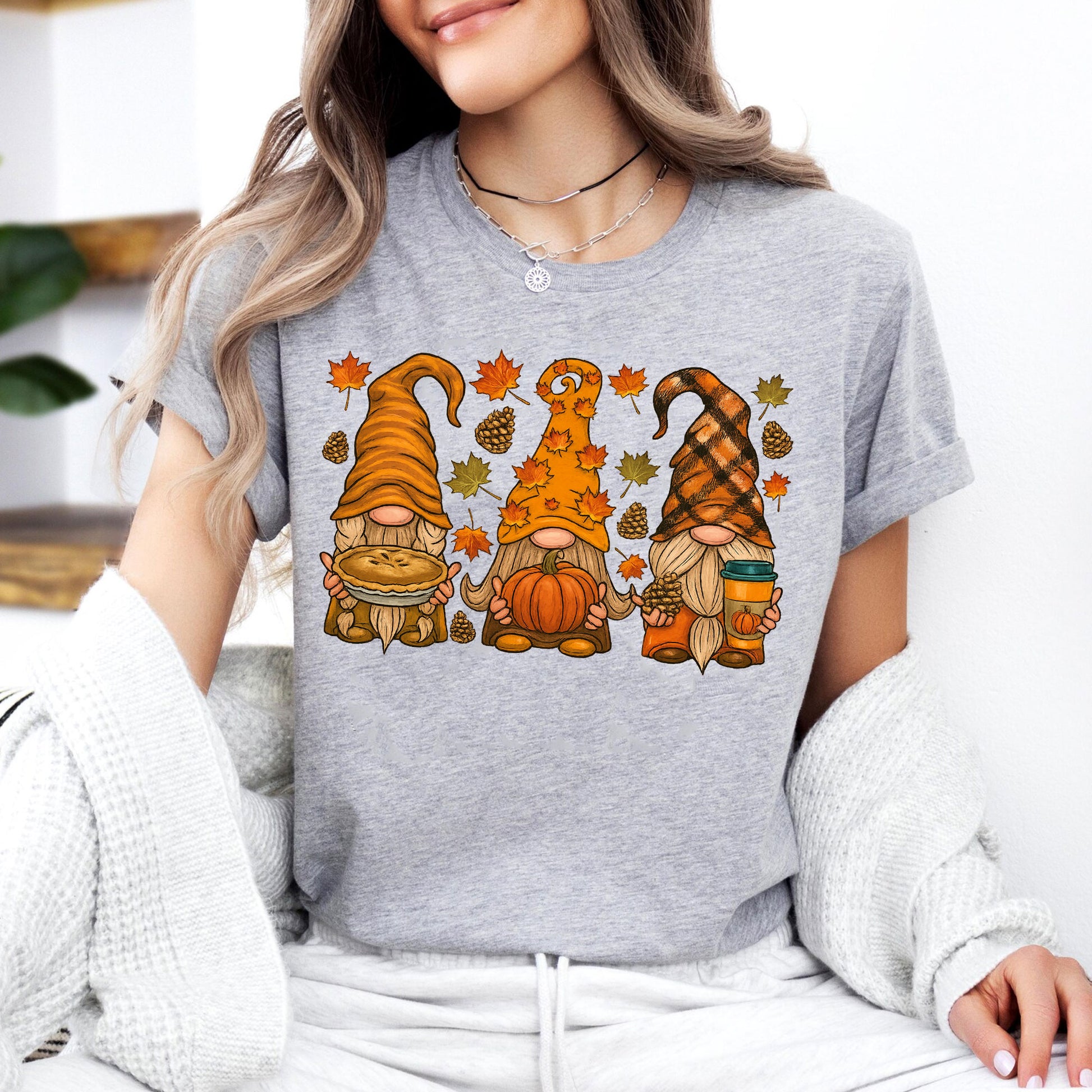 Thanksgiving Gnome Shirt, Cute Fall Tee with Pumpkin and Pie, Perfect Autumn Outfit for Family Gatherings and Holiday Celebrations
 - 7