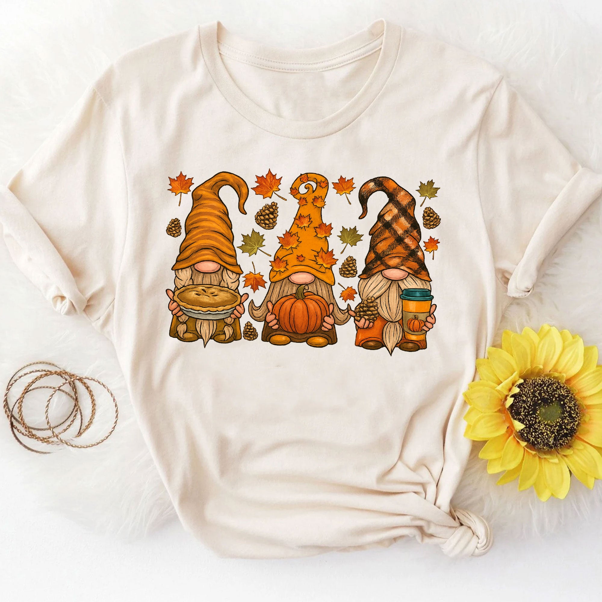Thanksgiving Gnome Shirt, Cute Fall Tee with Pumpkin and Pie, Perfect Autumn Outfit for Family Gatherings and Holiday Celebrations
 - 8