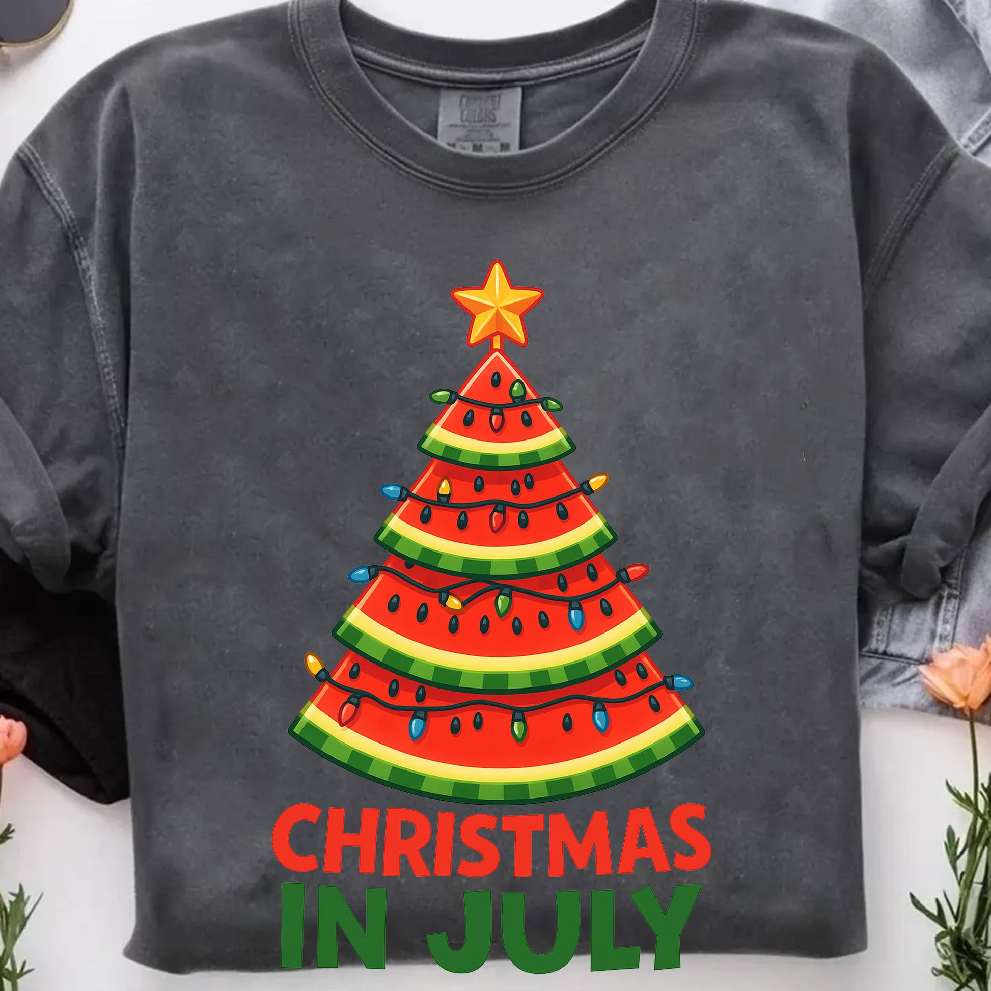Trendy Christmas in July Watermelon Tree Shirt – Fun Summer Graphic Tee for Holiday Spirit and Unique Seasonal Fashion
 - 7