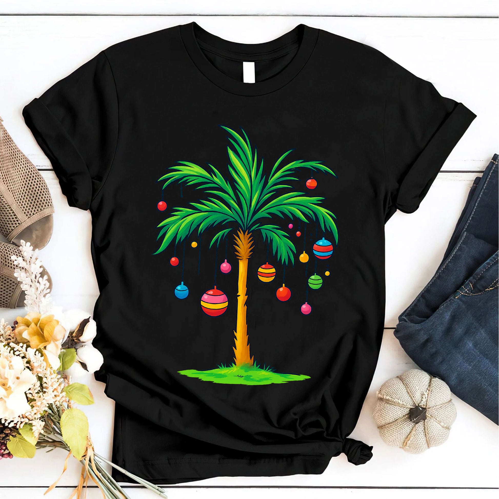 Trendy Coconut Christmas Tree Graphic Tee - Casual Holiday Palm Tree Design Shirt - Fun Summer Vibes Festive Outfit for Women
 - 6