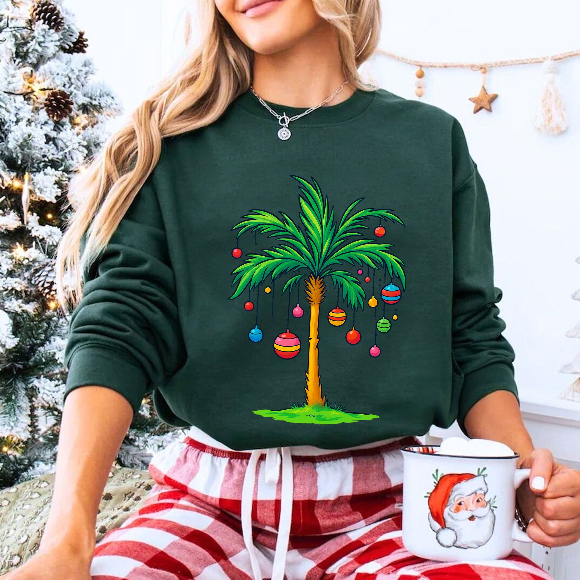 Trendy Coconut Christmas Tree Graphic Tee - Casual Holiday Palm Tree Design Shirt - Fun Summer Vibes Festive Outfit for Women
 - 8