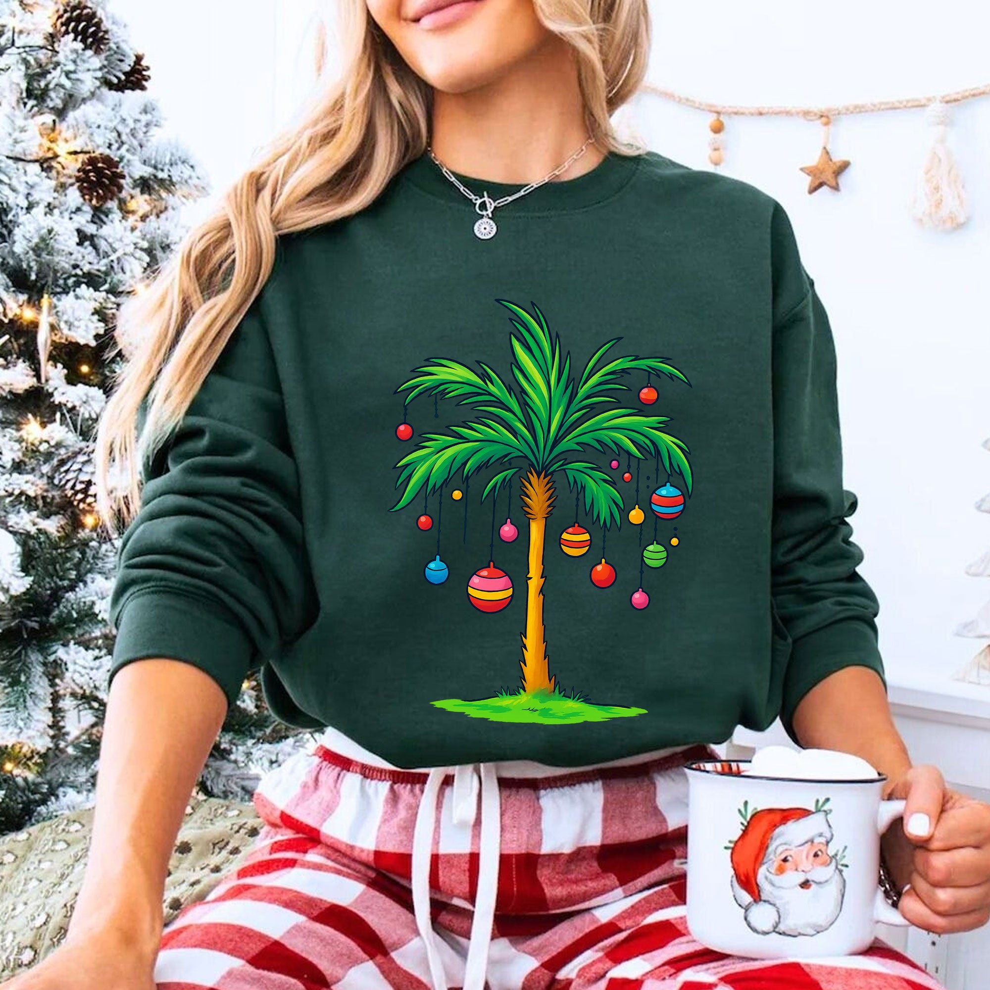 Trendy Coconut Christmas Tree Graphic Tee - Casual Holiday Palm Tree Design Shirt - Fun Summer Vibes Festive Outfit for Women
 - 8