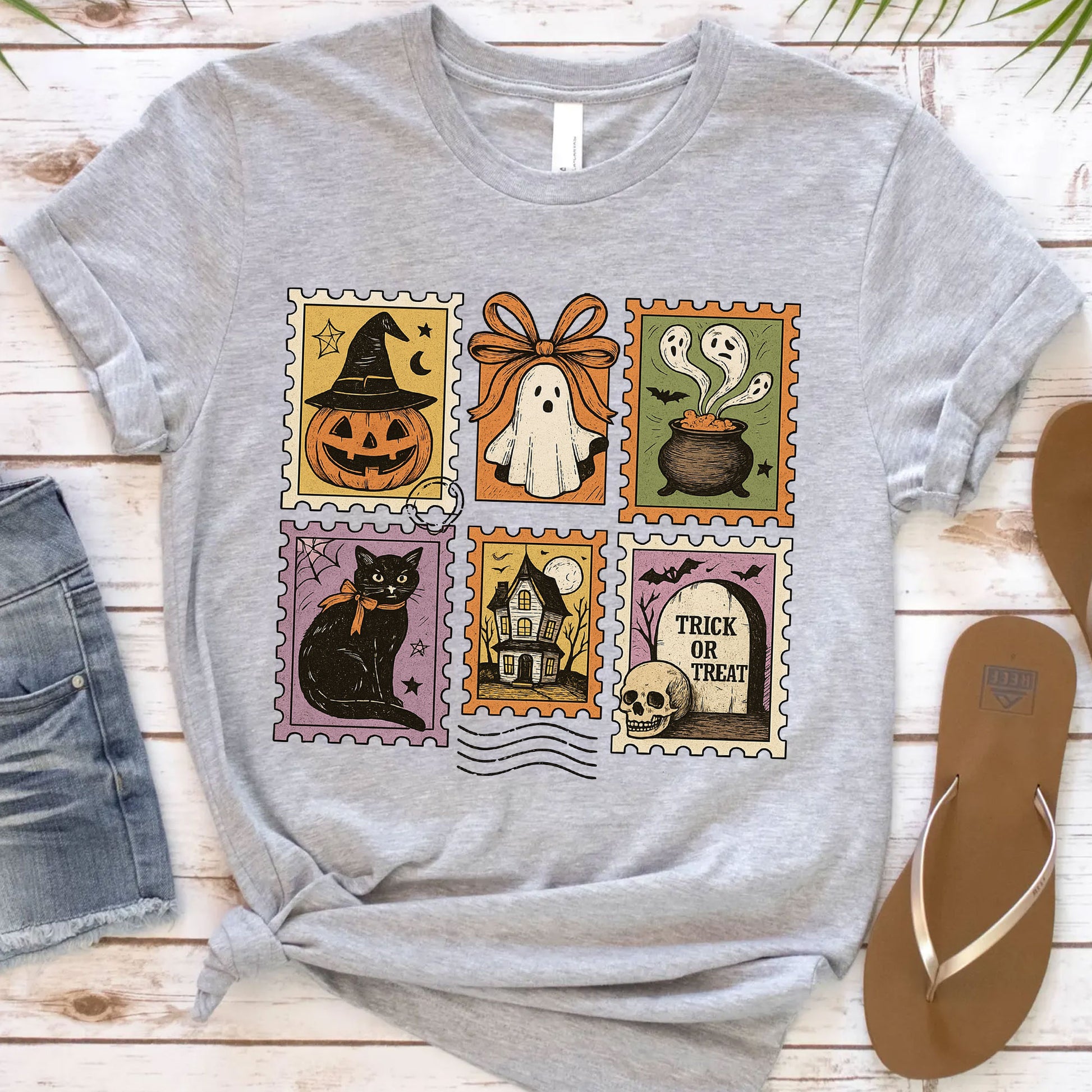 Vintage Halloween Shirt - Ghost, Pumpkin, Witch Hat, Cat, and Trick or Treat Designs for Spooky Seasonal Style Apparel
 - 12