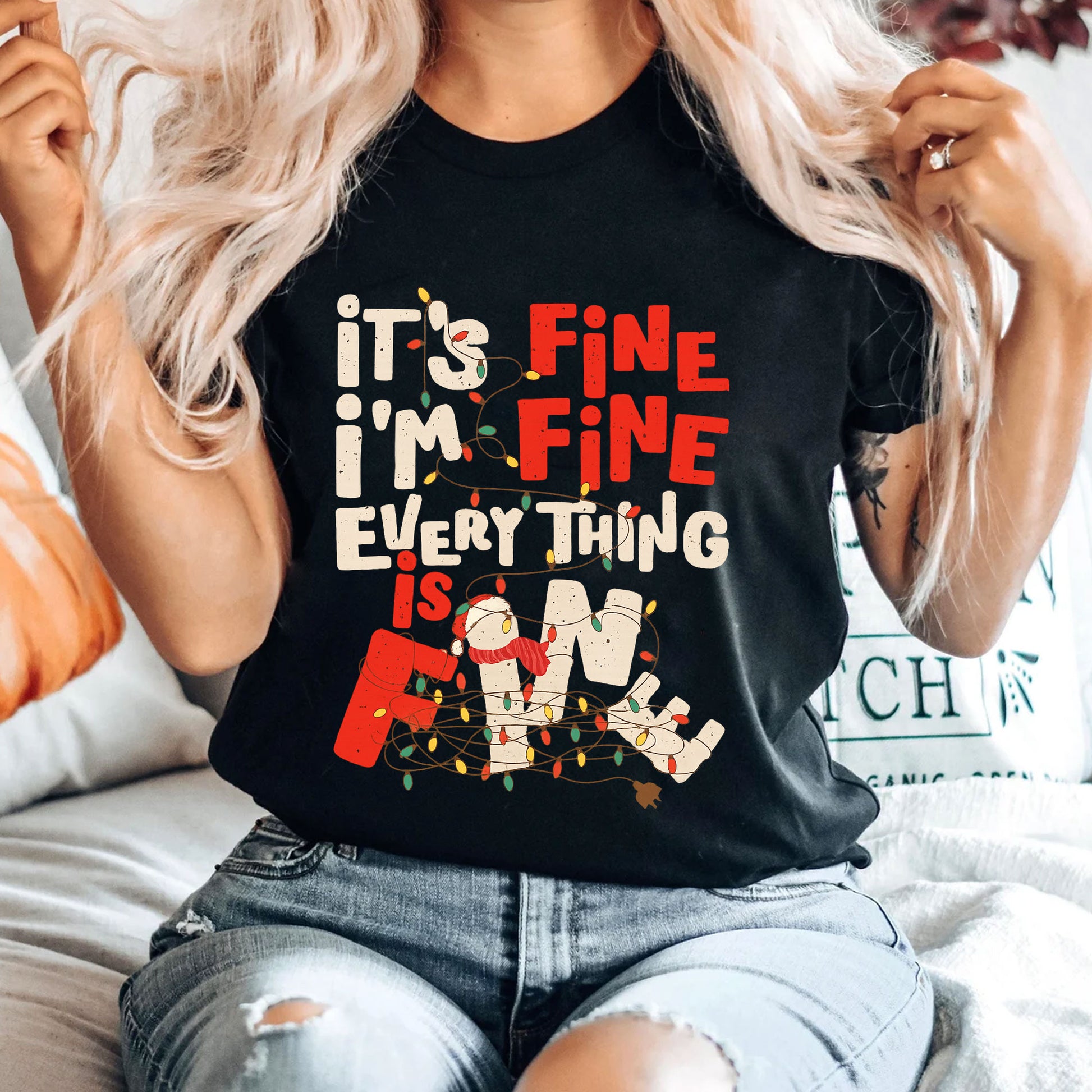Women's Graphic Tee – It's Fine, I'm Fine, Everything is Fine Funny Quote Shirt – Casual Cotton Holiday Gift Idea for Her
 - 4