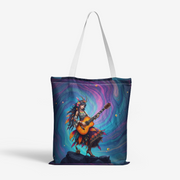 Young lady with guitar with hippie styl outfit Natural Canvas Tote Bags